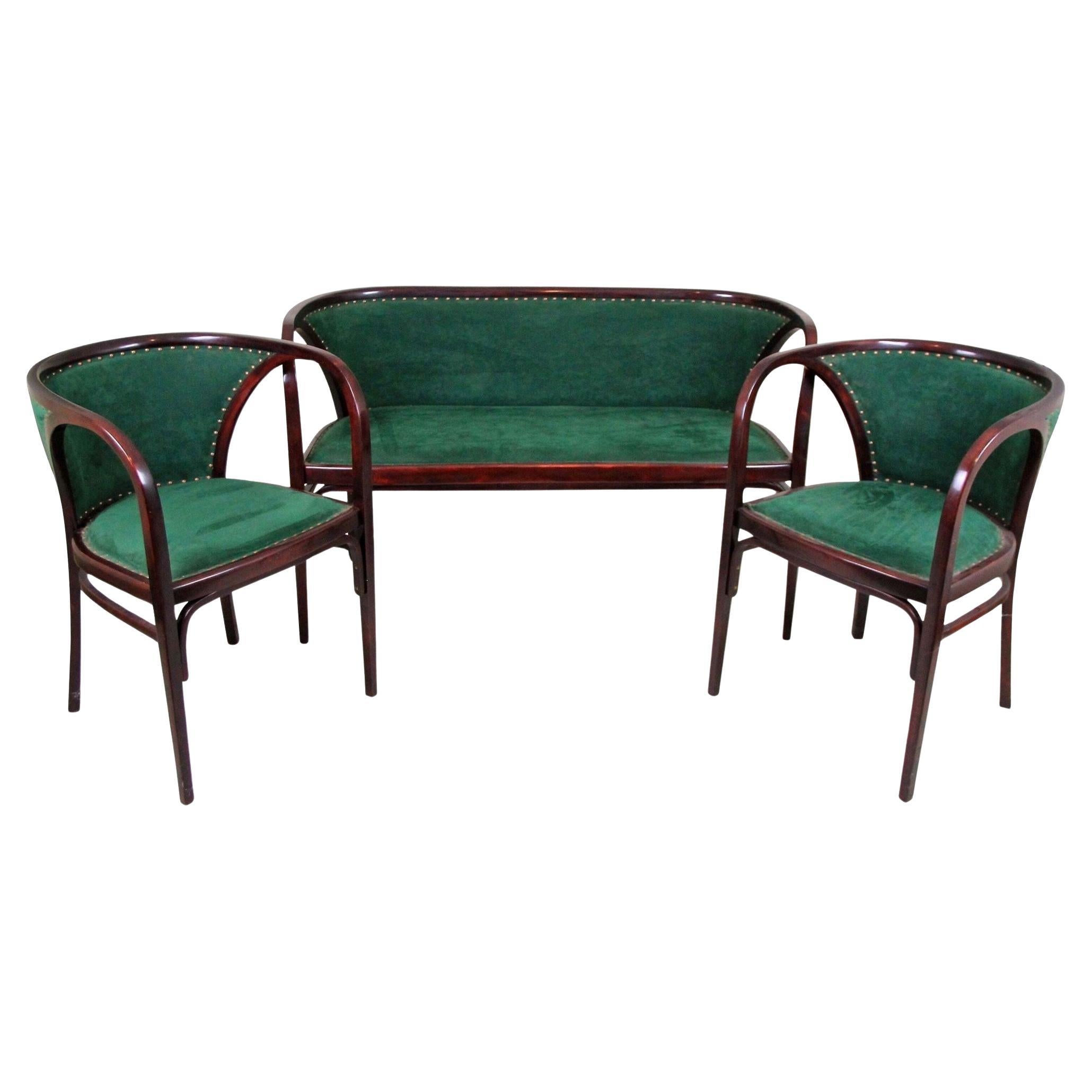 Suite di sedute/salotto Thonet Bentwood in stile Art Nouveau di M. Kammerer, AT, 1910 ca.