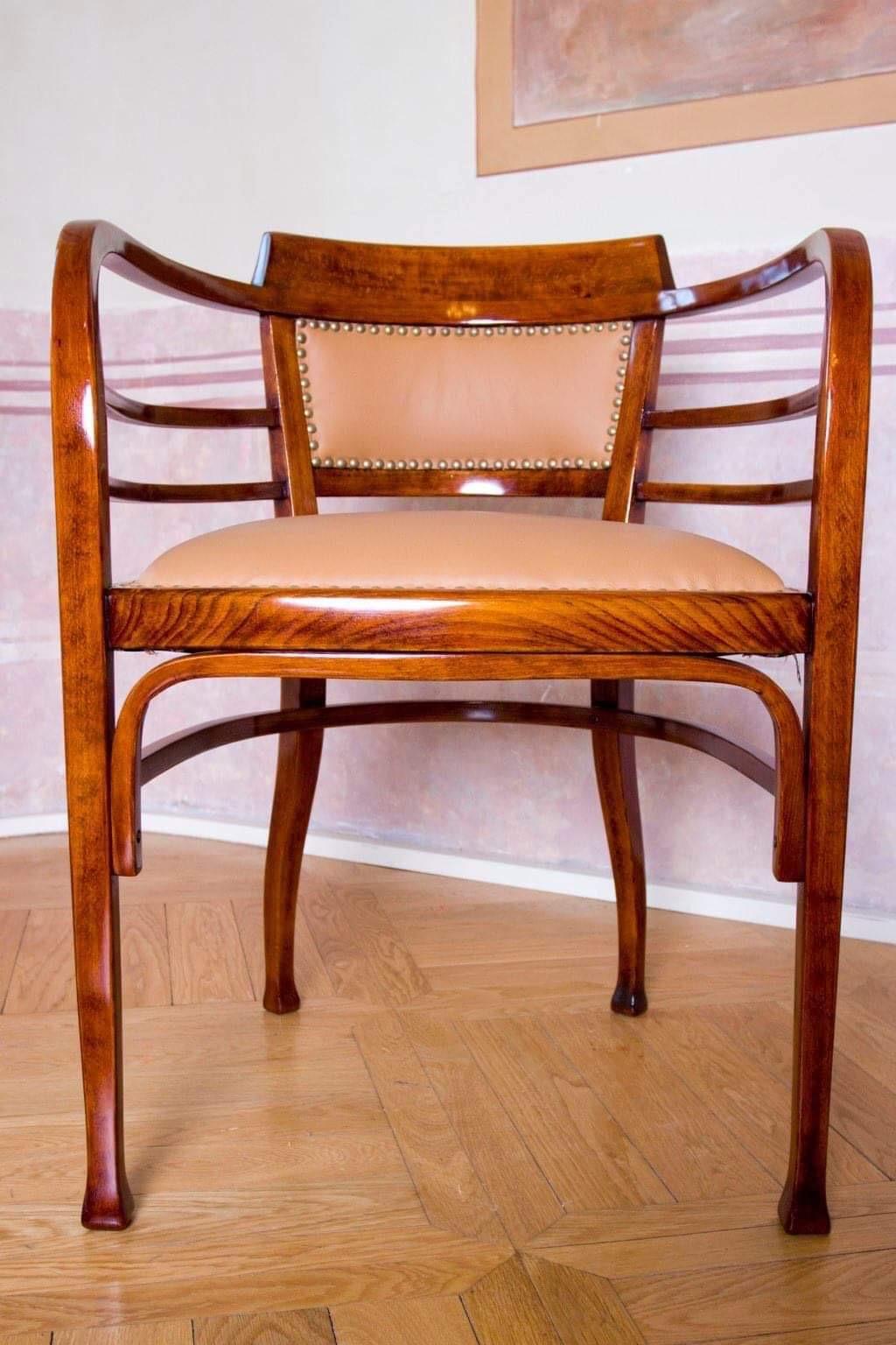 Early 20th Century Art Nouveau Thonet Chairs and Bench by Otto Wagner, Austria 1900’s, Set of 3 For Sale