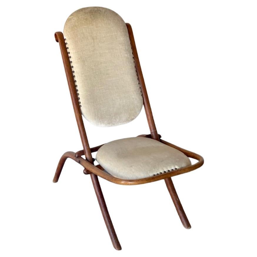 Jugendstil-Ton-Klappstuhl mit gebogenem Holzrahmen, Thonet, frühes 20. Jahrhundert