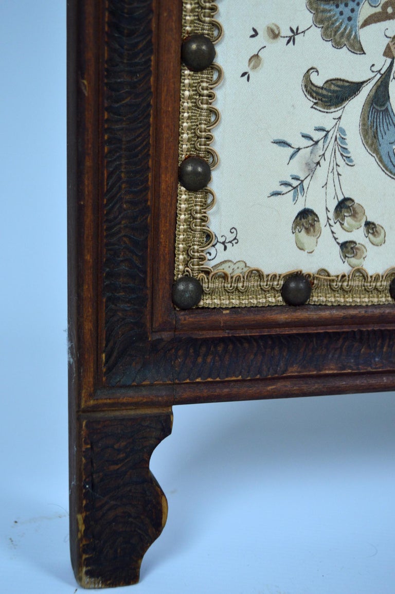 Art Nouveau ThreePanel Folding Screen or Room Divider in Carved Wood