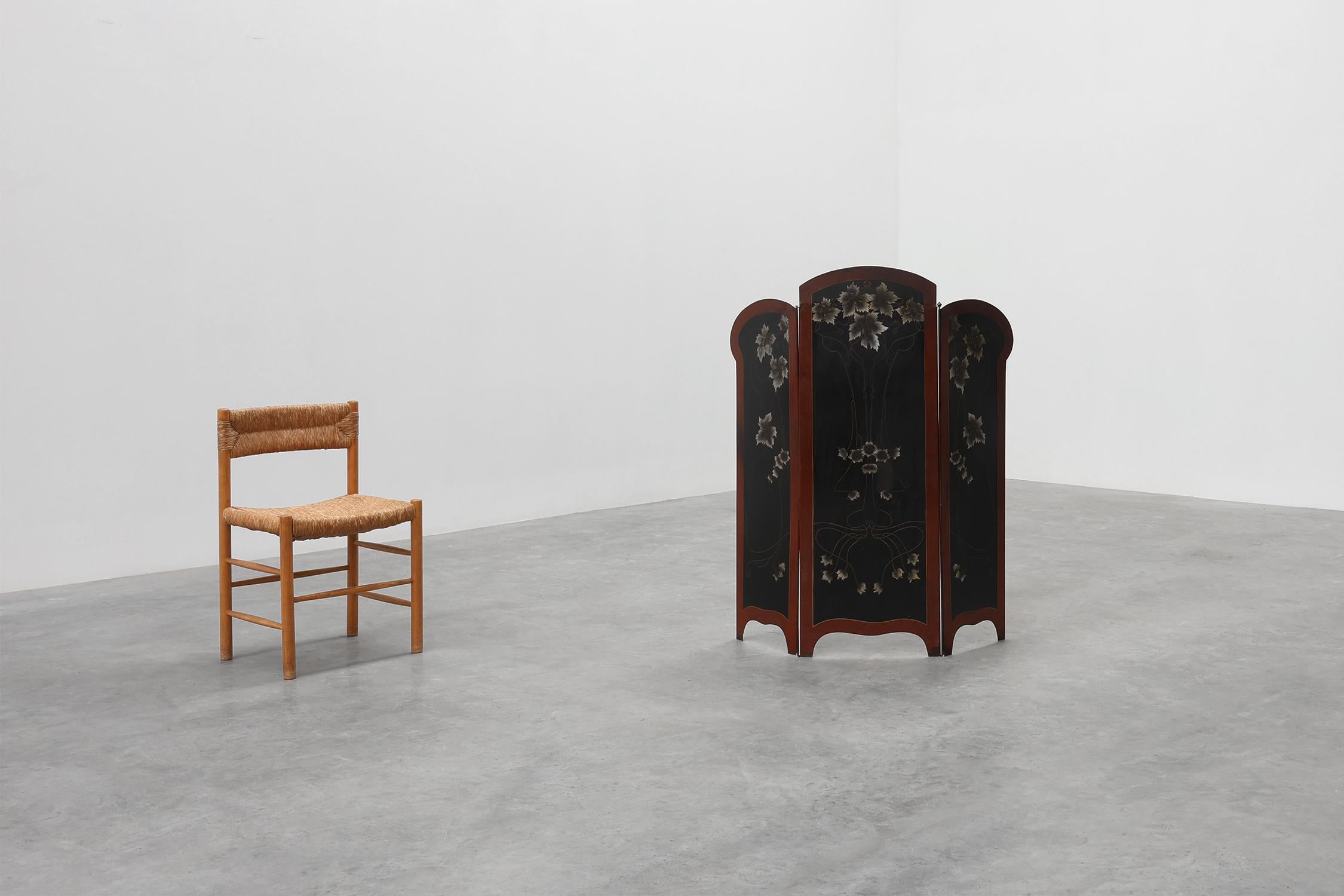 Dipinto Art Nouveau Three-Panel Metal Firescreen, France ca. 1910 in vendita