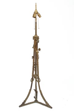 Art Nouveau Tiffany Style Slag Glass Floor Lamp
