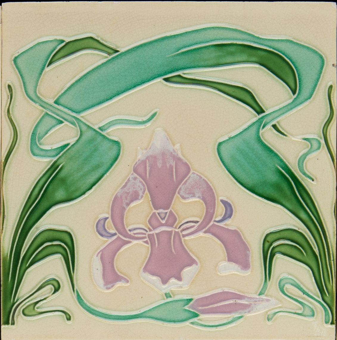 Art Nouveau Tile Panel Société Céramique Hasselt, Belgium, C1900 For Sale 1
