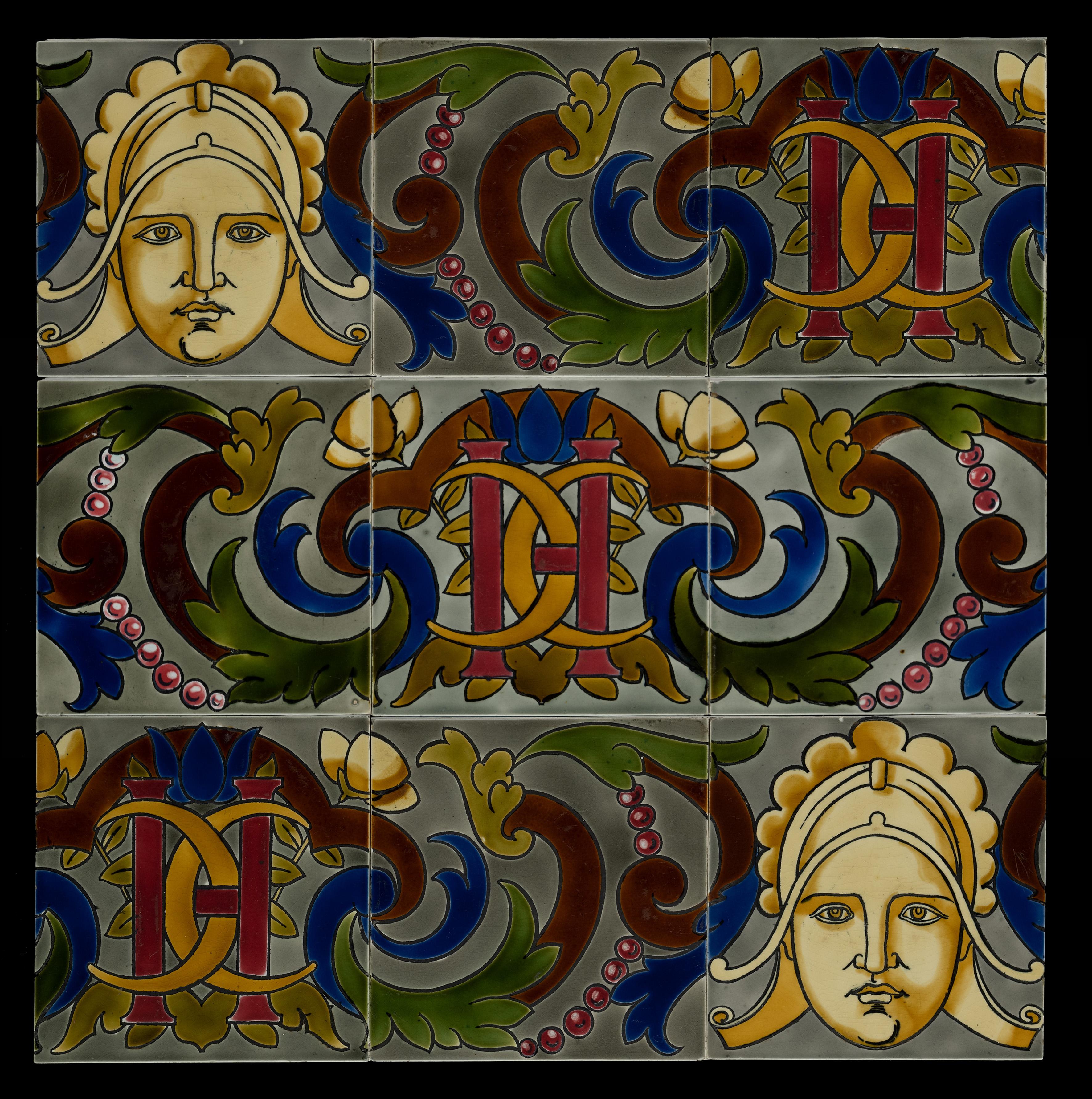 French Art Nouveau Tile Panel Utschneider Sarreguemines C 1905 For Sale