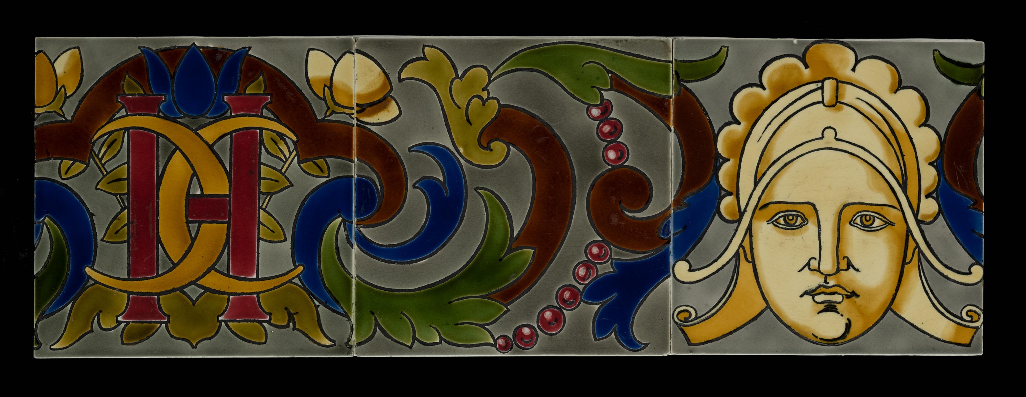 Hand-Crafted Art Nouveau Tile Panel Utschneider Sarreguemines C 1905 For Sale