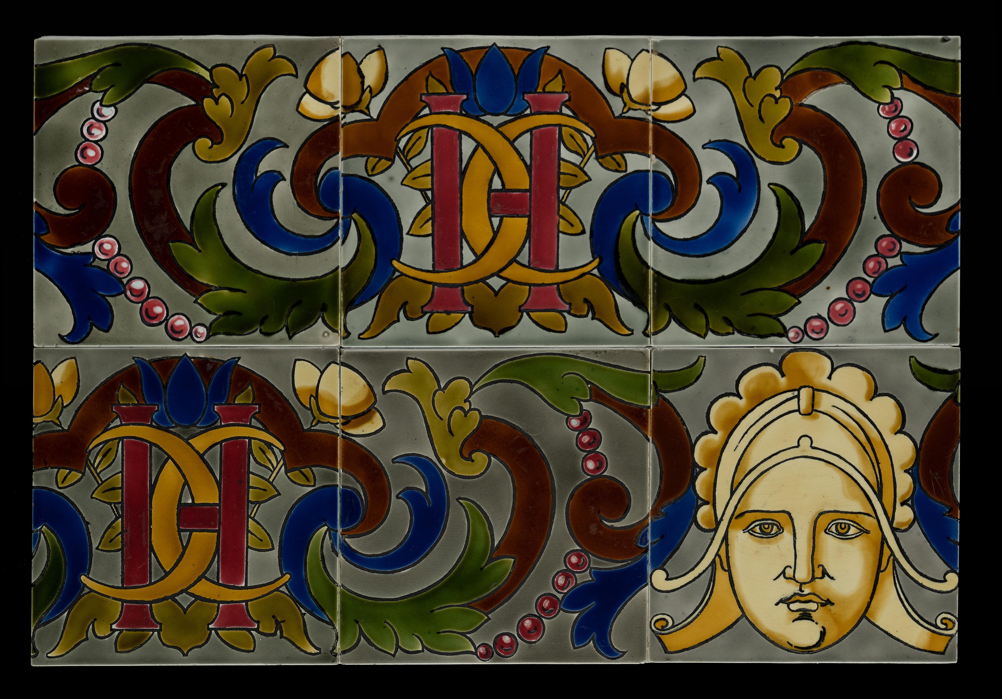 Art Nouveau Tile Panel Utschneider Sarreguemines C 1905 In Good Condition For Sale In Verviers, BE