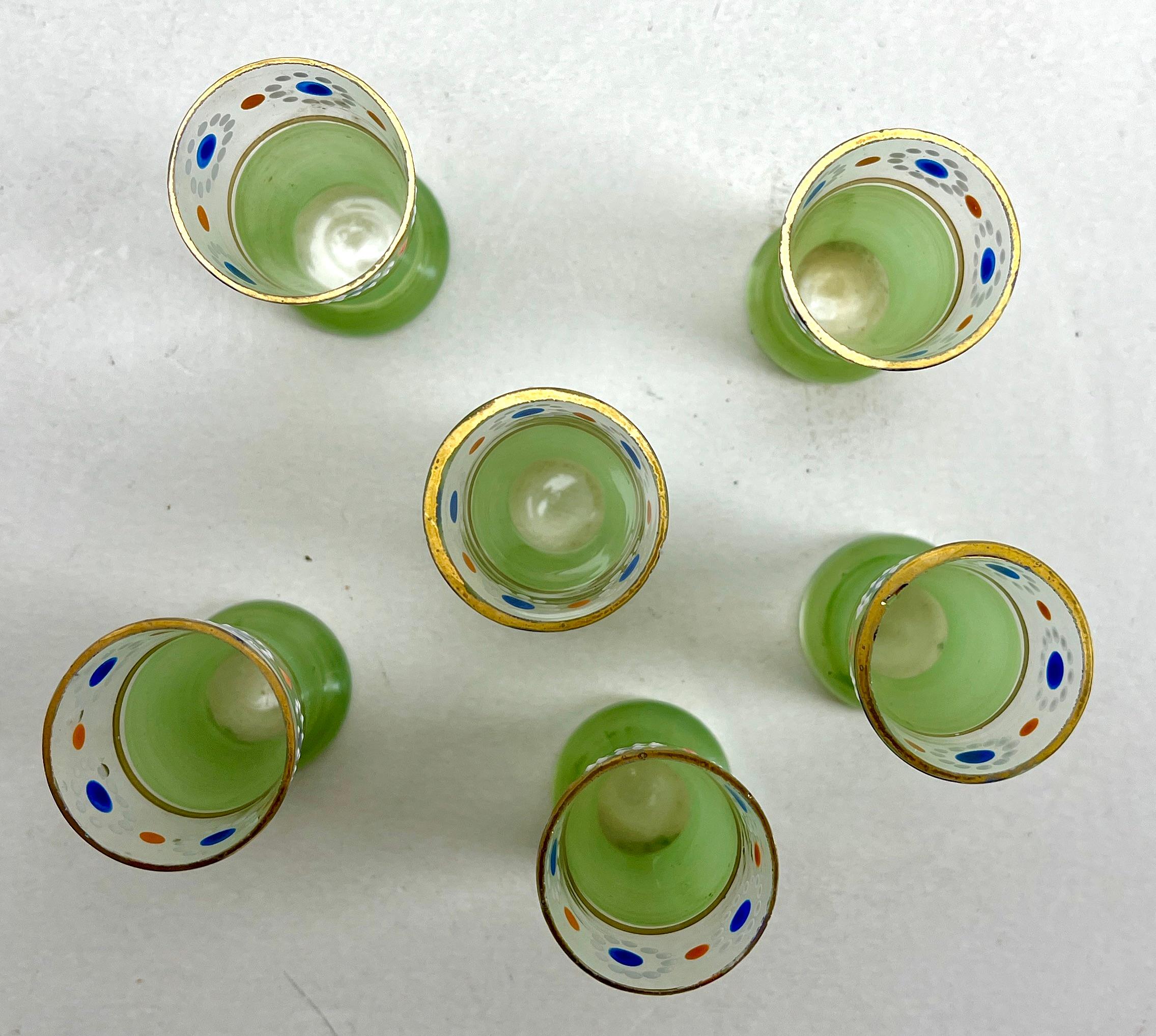 Art Nouveau Tile Panel with Florale Decoration with Carafe and 6 Shot Glasses For Sale 4