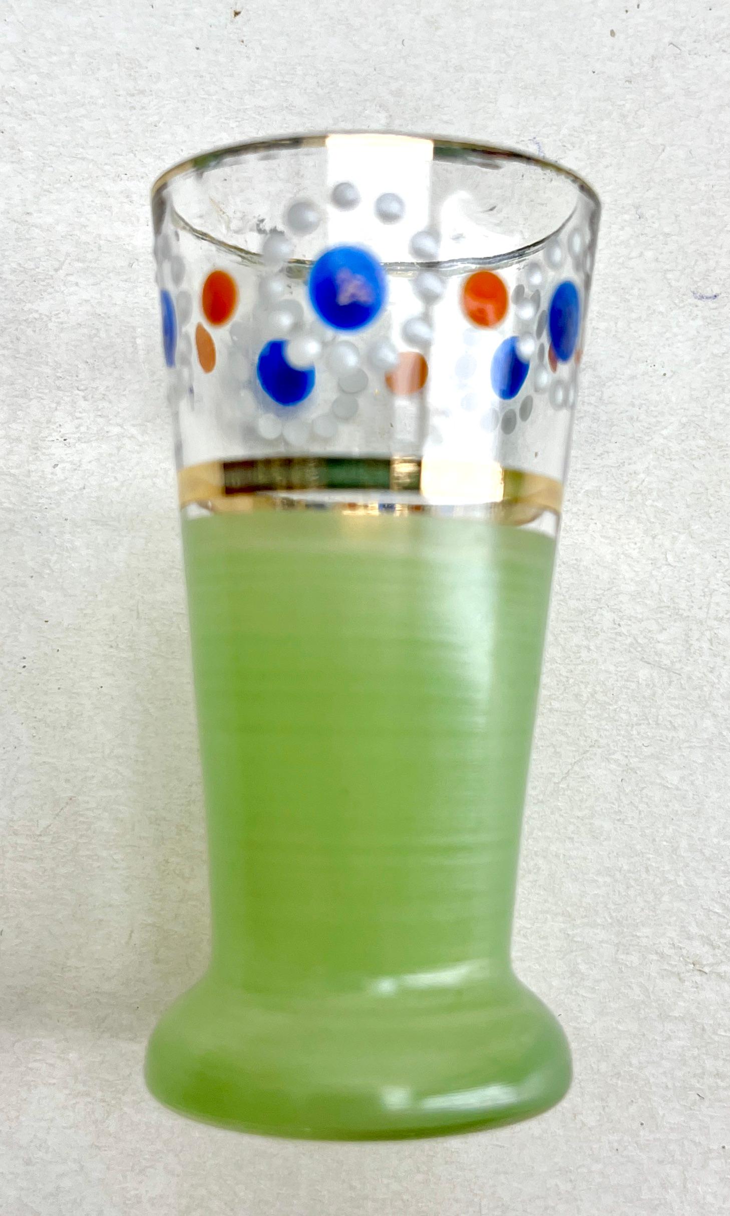 Art Nouveau Tile Panel with Florale Decoration with Carafe and 6 Shot Glasses For Sale 5