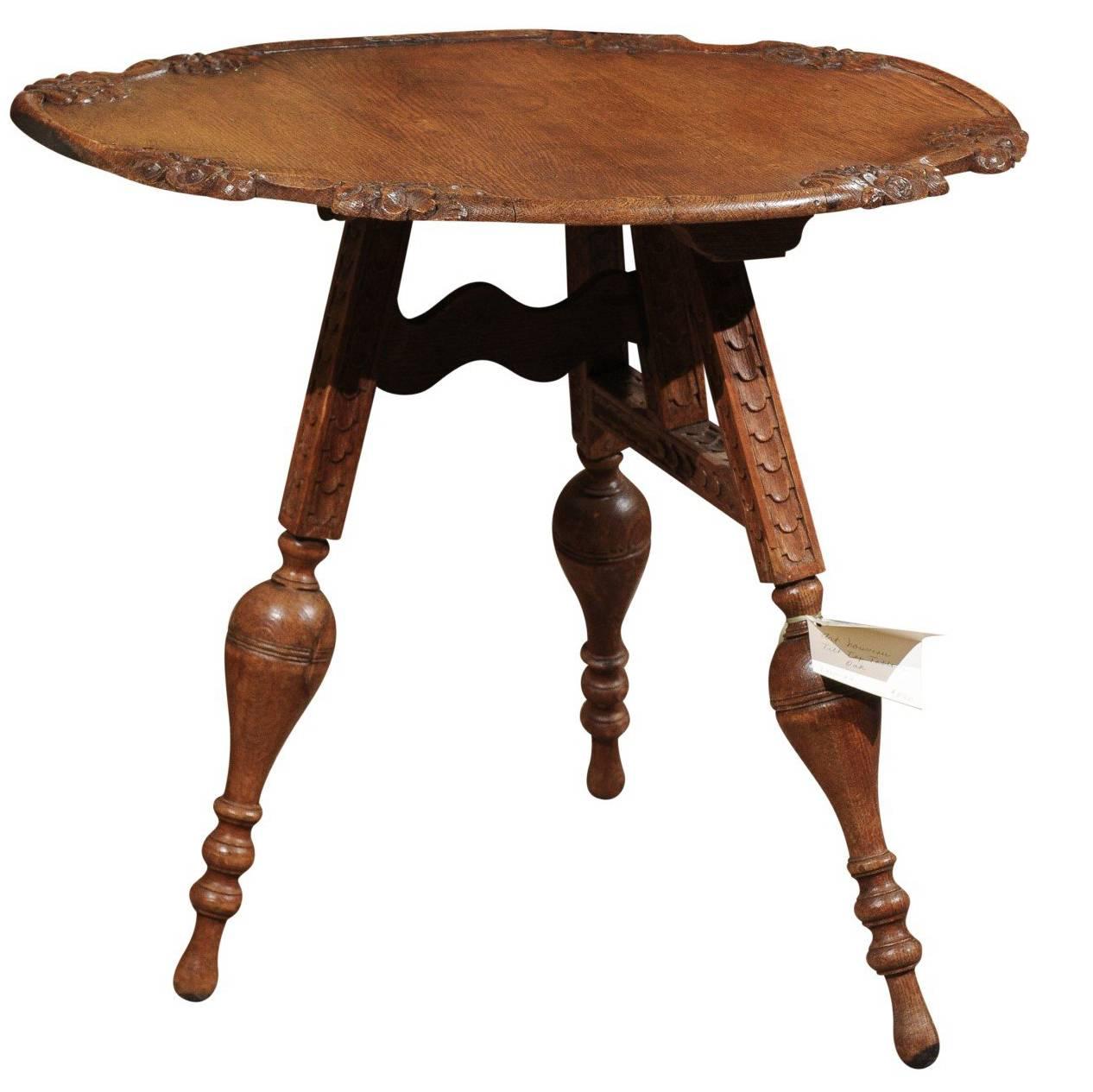 Art Nouveau Tilt-Top Oak Table from France For Sale