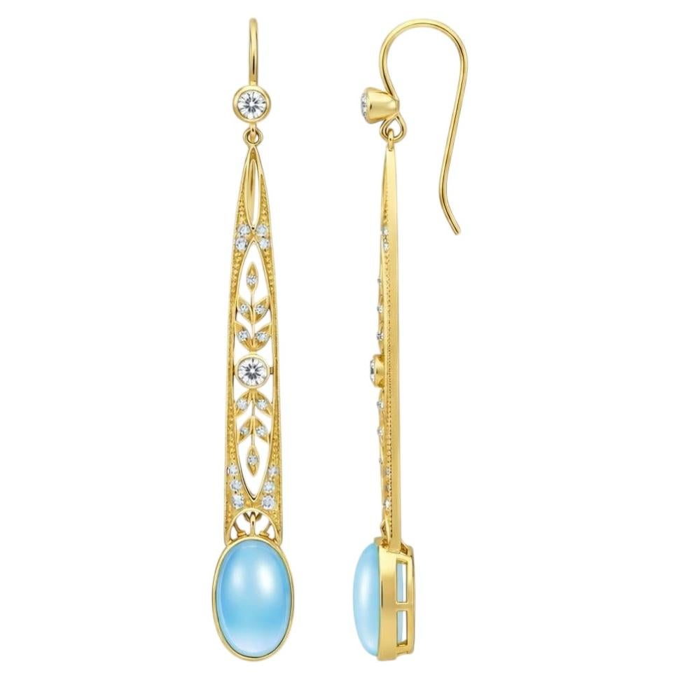 Jugendstil Topas-Tropfenohrringe 14k Gold