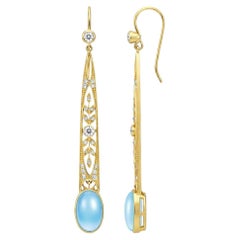 Art Nouveau Topaz Drop Earrings 14k gold