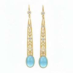 Art Nouveau Topaz Drop Earrings silver, gold