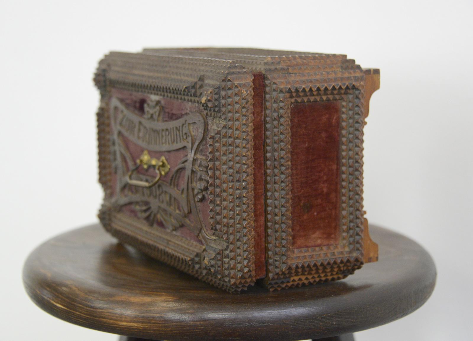 20th Century Art Nouveau Tramp Art Jewelry Box, 1908