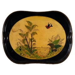 Art Nouveau Tray, Etched Metal, Oriental Scene, 1900s