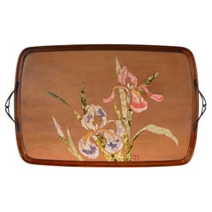 Plateau Art Nouveau avec décoration De Scagliola, signé