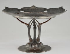 Art Nouveau Tray with Etched and Enameled Glass Inlay Orivit, Germany, 1904