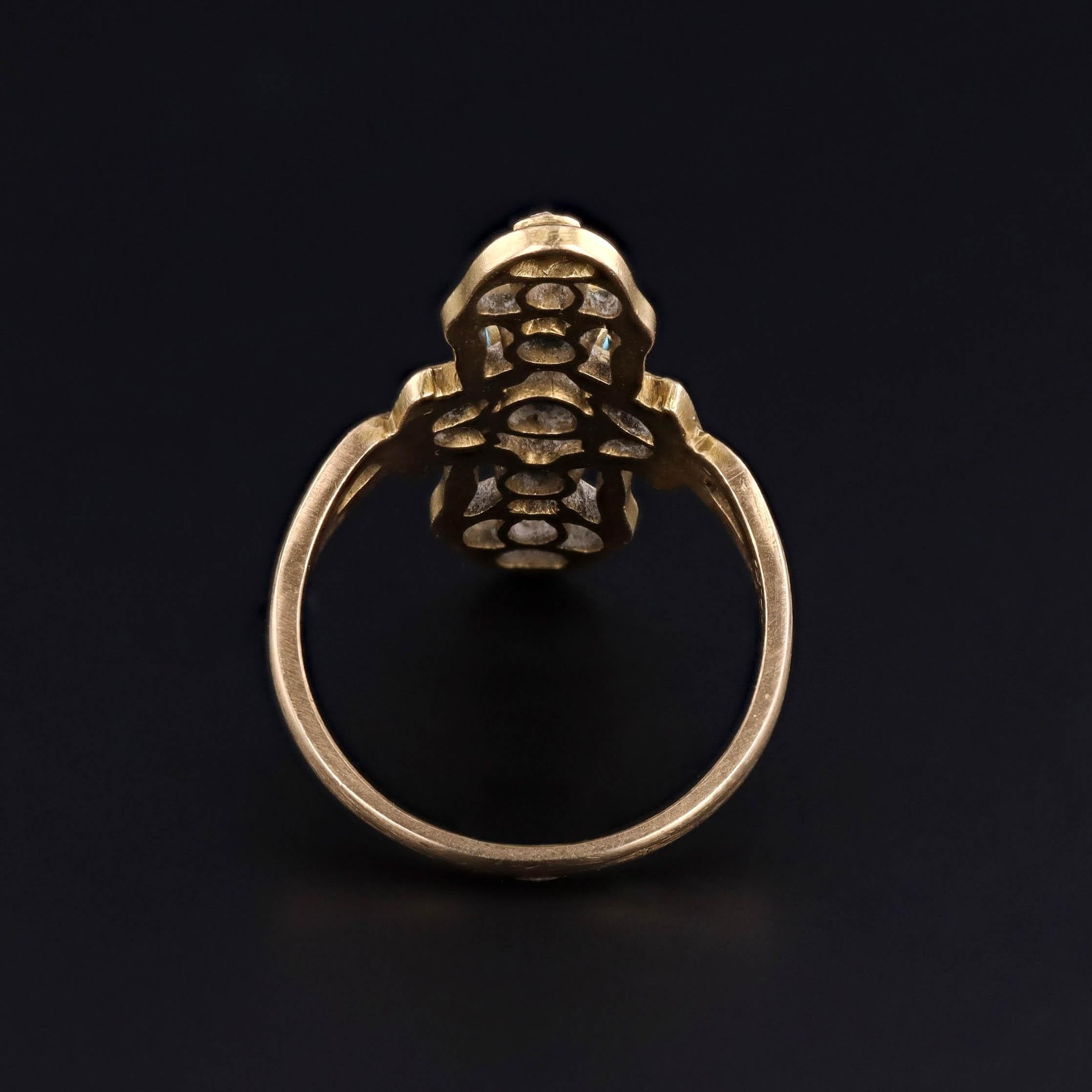 Anillo Art Nouveau de Turquesa y Diamantes de Oro de 18k en Bueno estado para la venta en Lewisburg, PA