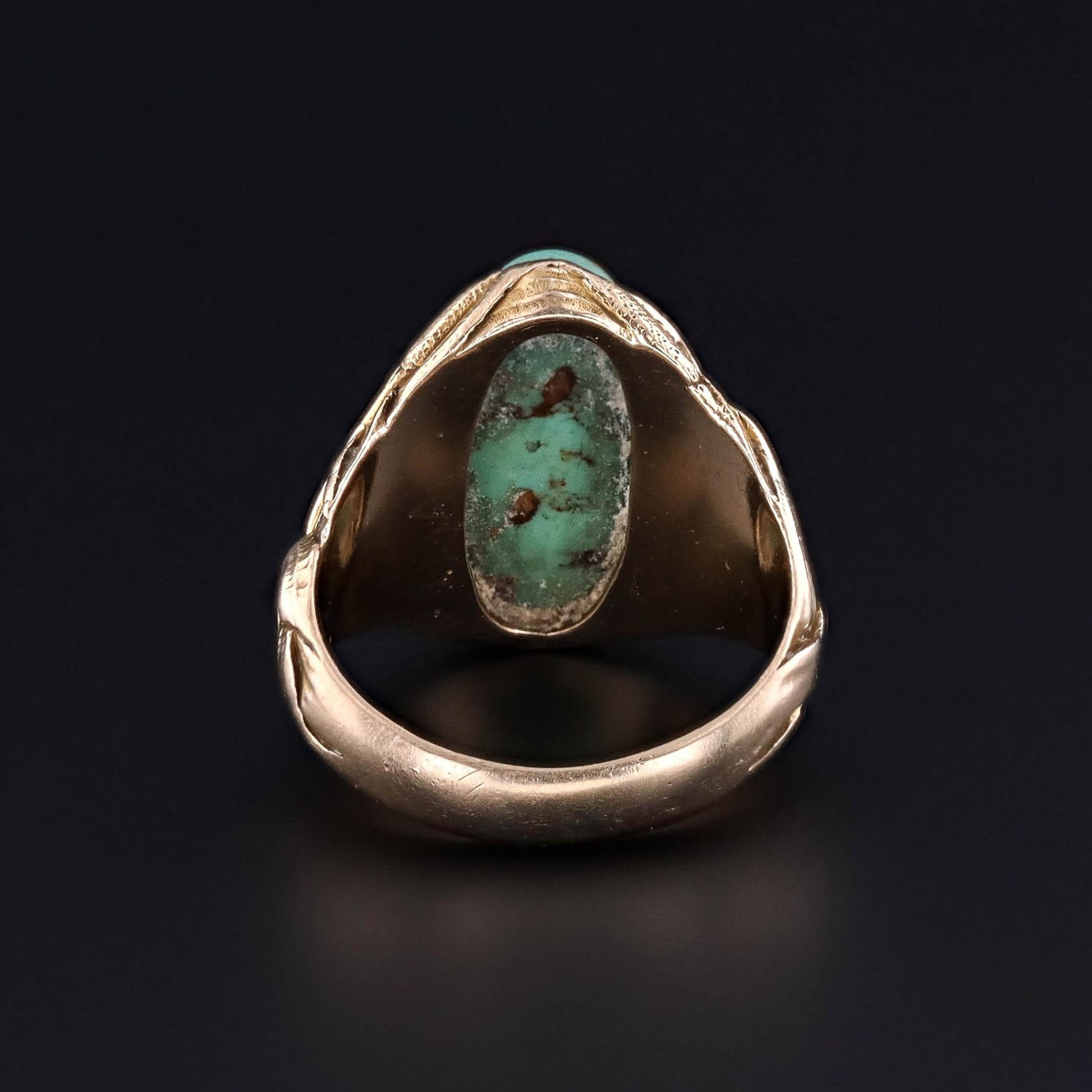 Anello in oro 14k con turchese Art Nouveau In condizioni buone in vendita a Lewisburg, PA