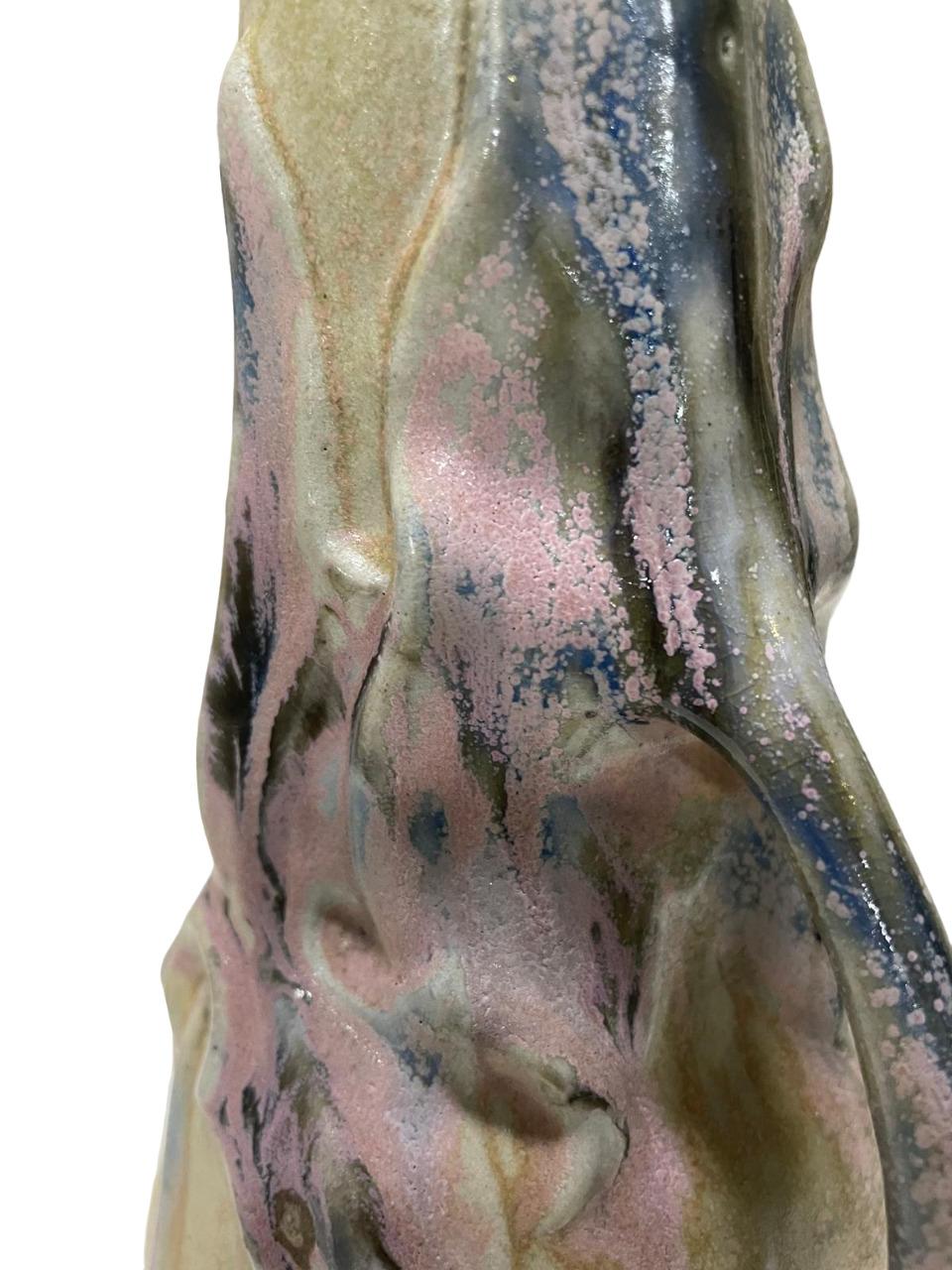 ART NOUVEAU Vase aus GREBER mit zwei Henkeln, mit einigen rosafarbenen Blitz, raffinierte Keramik im Angebot 5