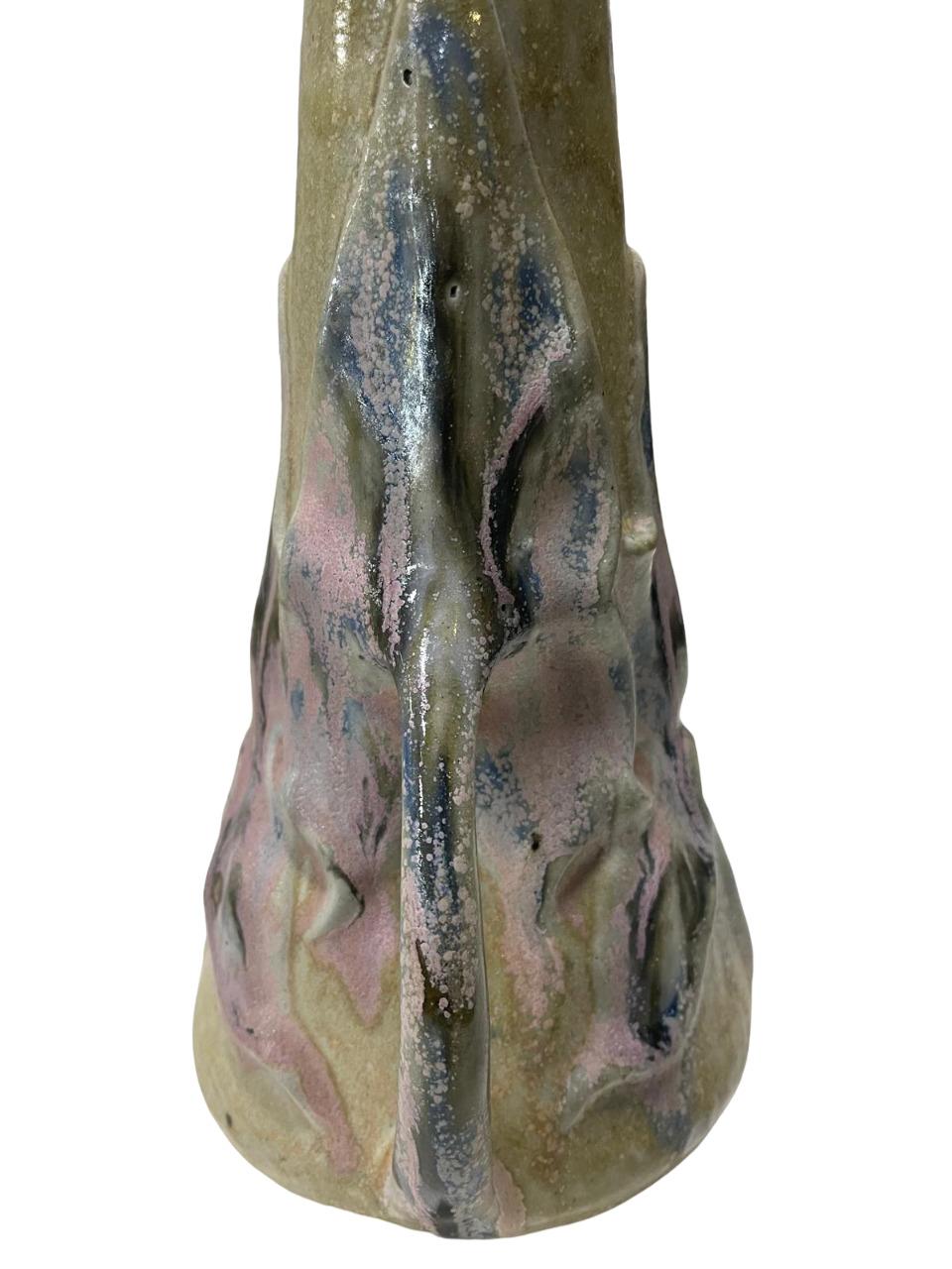 ART NOUVEAU Vase aus GREBER mit zwei Henkeln, mit einigen rosafarbenen Blitz, raffinierte Keramik im Angebot 2