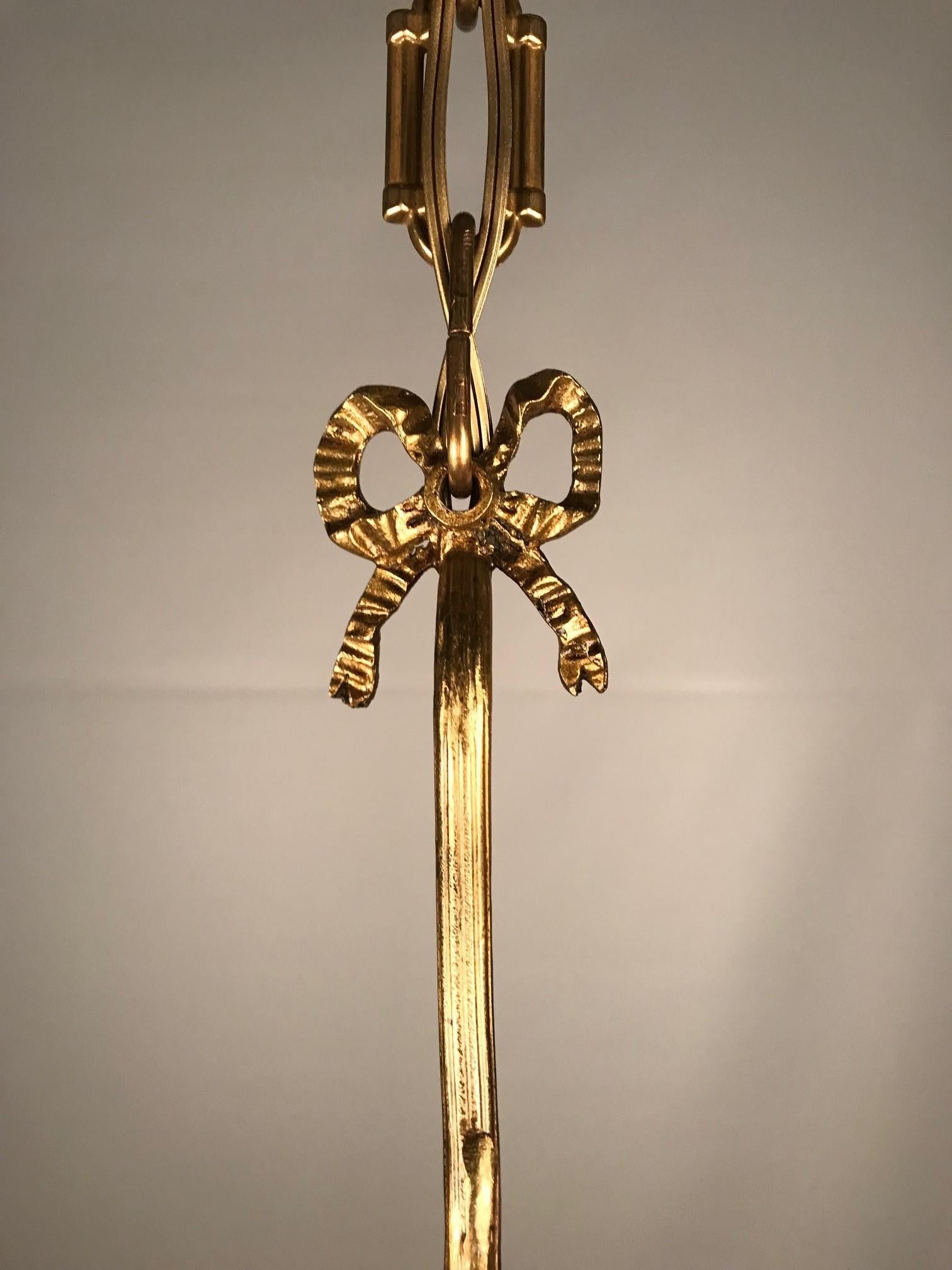 Art Nouveau Two Light Figural Pendant For Sale 5