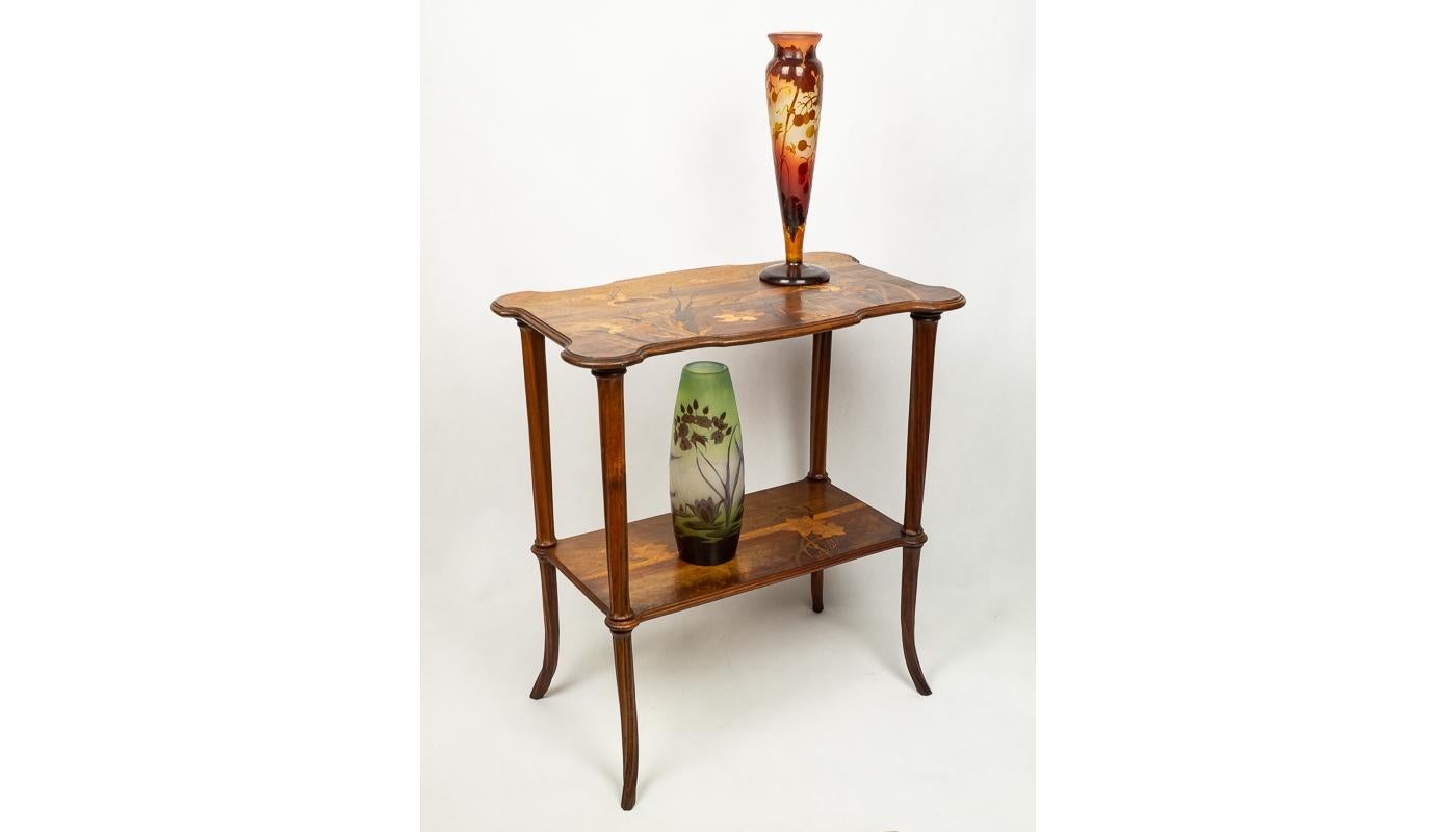 Art Nouveau Two Tiered Inlaid Top Table by Emile Galle, circa 1900 For Sale 5