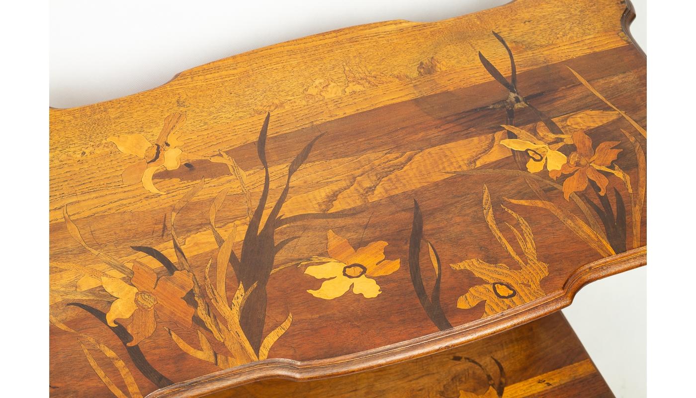 Art Nouveau Two Tiered Inlaid Top Table by Emile Galle, circa 1900 In Good Condition For Sale In Liverpool, GB