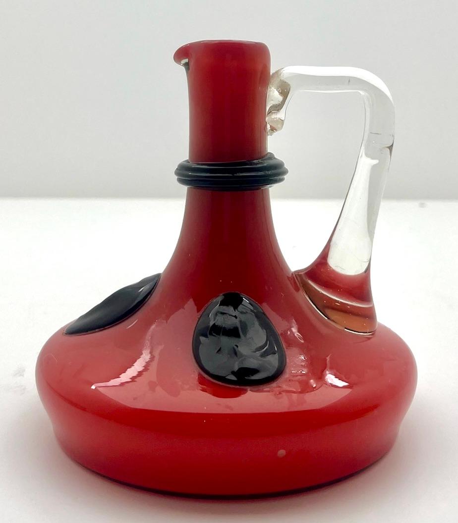 Hand-Crafted Art Nouveau Typical Decanter with Handle by Loetz'  glass Paste Austria 1910s For Sale