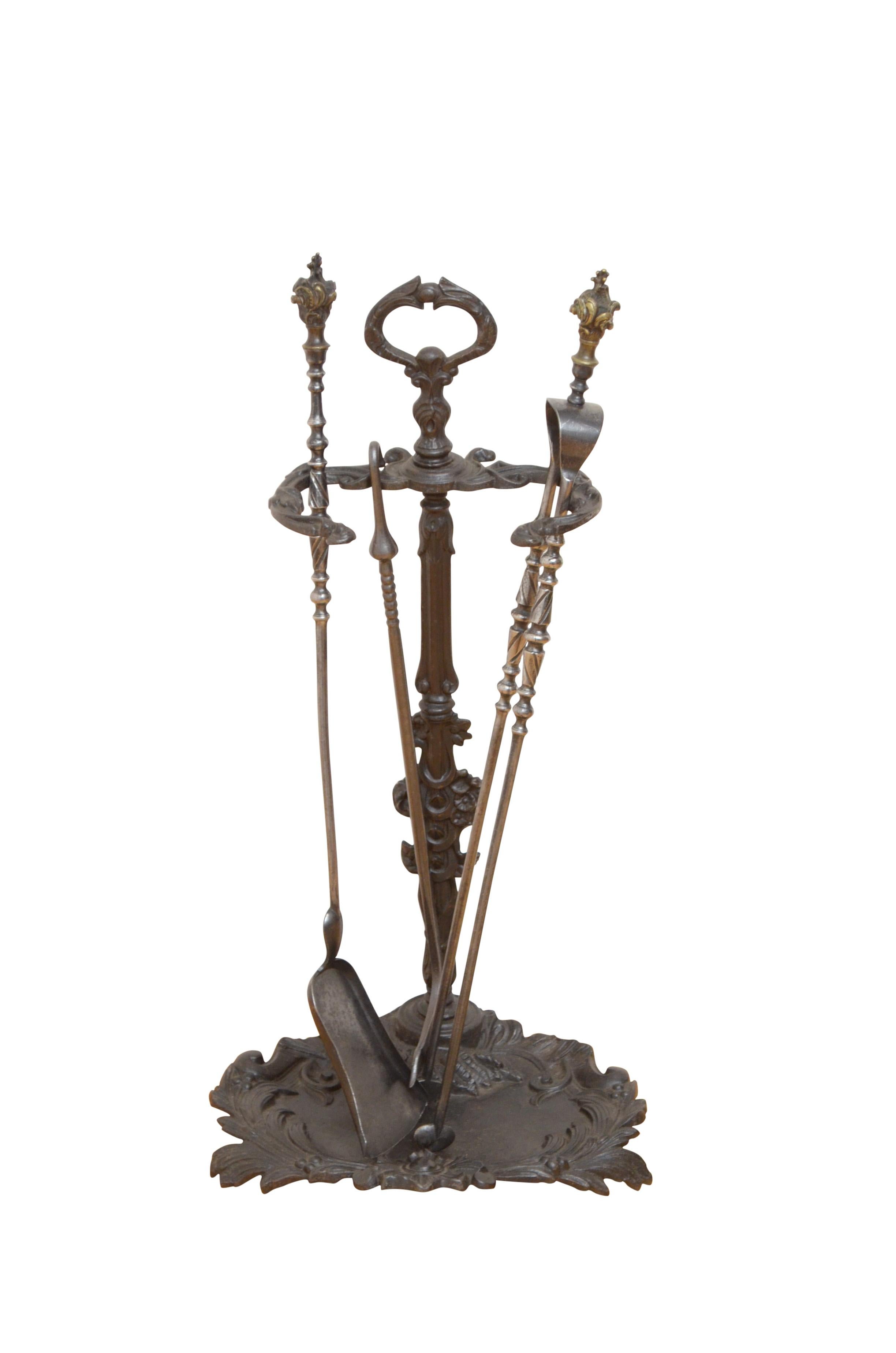 k0069 stylish Art Nouveau cast iron umbrella stand or walking stick stand in excellent home ready condition. This antique can be used as fire iron stand, circa 1890
Measures: H 25.5