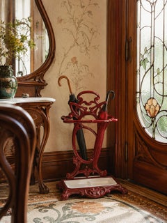 Art Nouveau Umbrella Stand in Enameled Cast Iron, France, Circa 1900