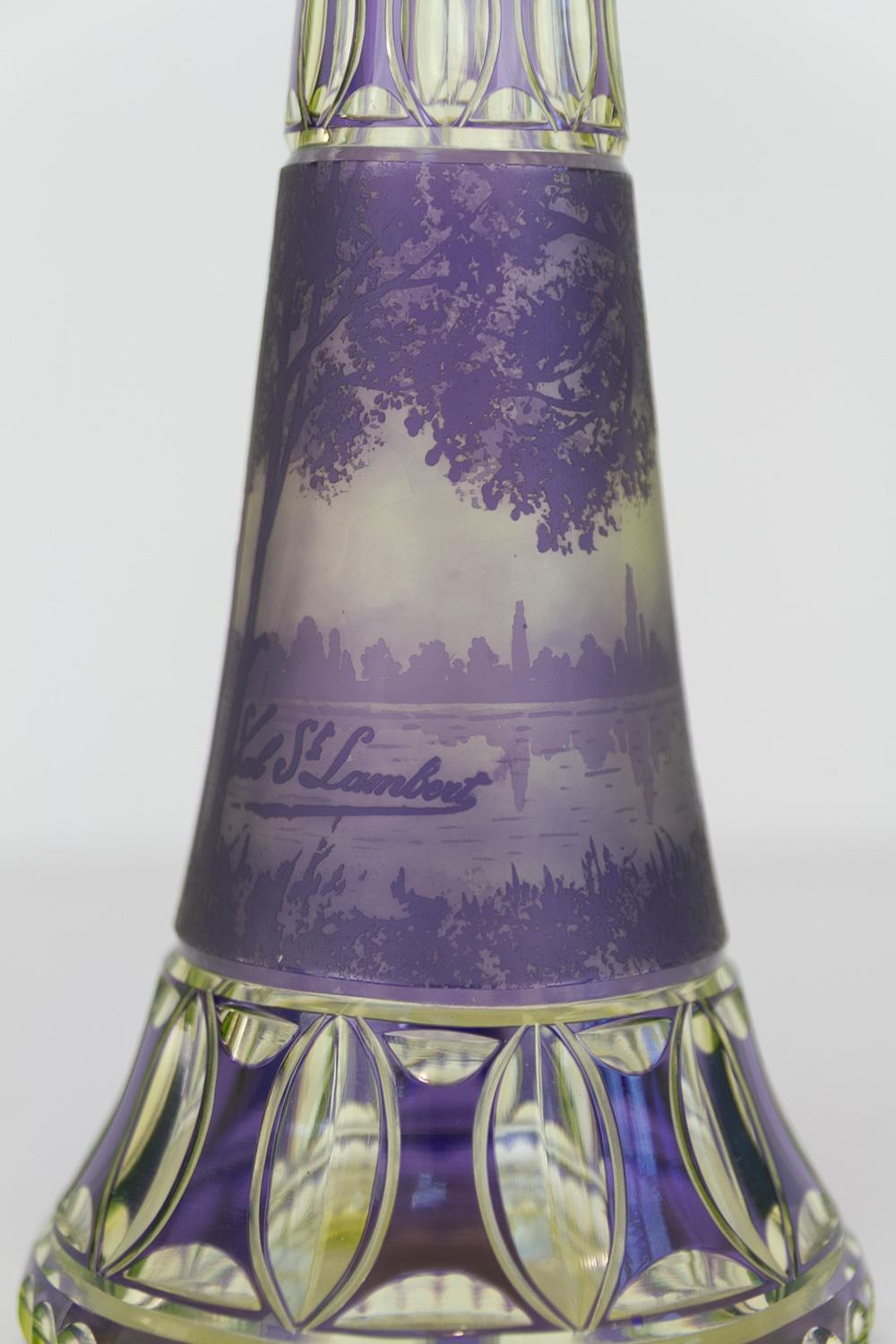 Art Nouveau Uran Glass Vessel by Val Saint Lambert, 1910s. 8