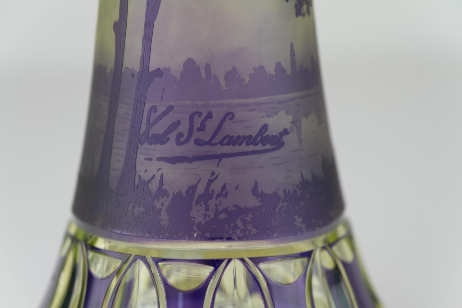 Art Nouveau Uran Glass Vessel by Val Saint Lambert, 1910s. In Good Condition In Asaa, DK