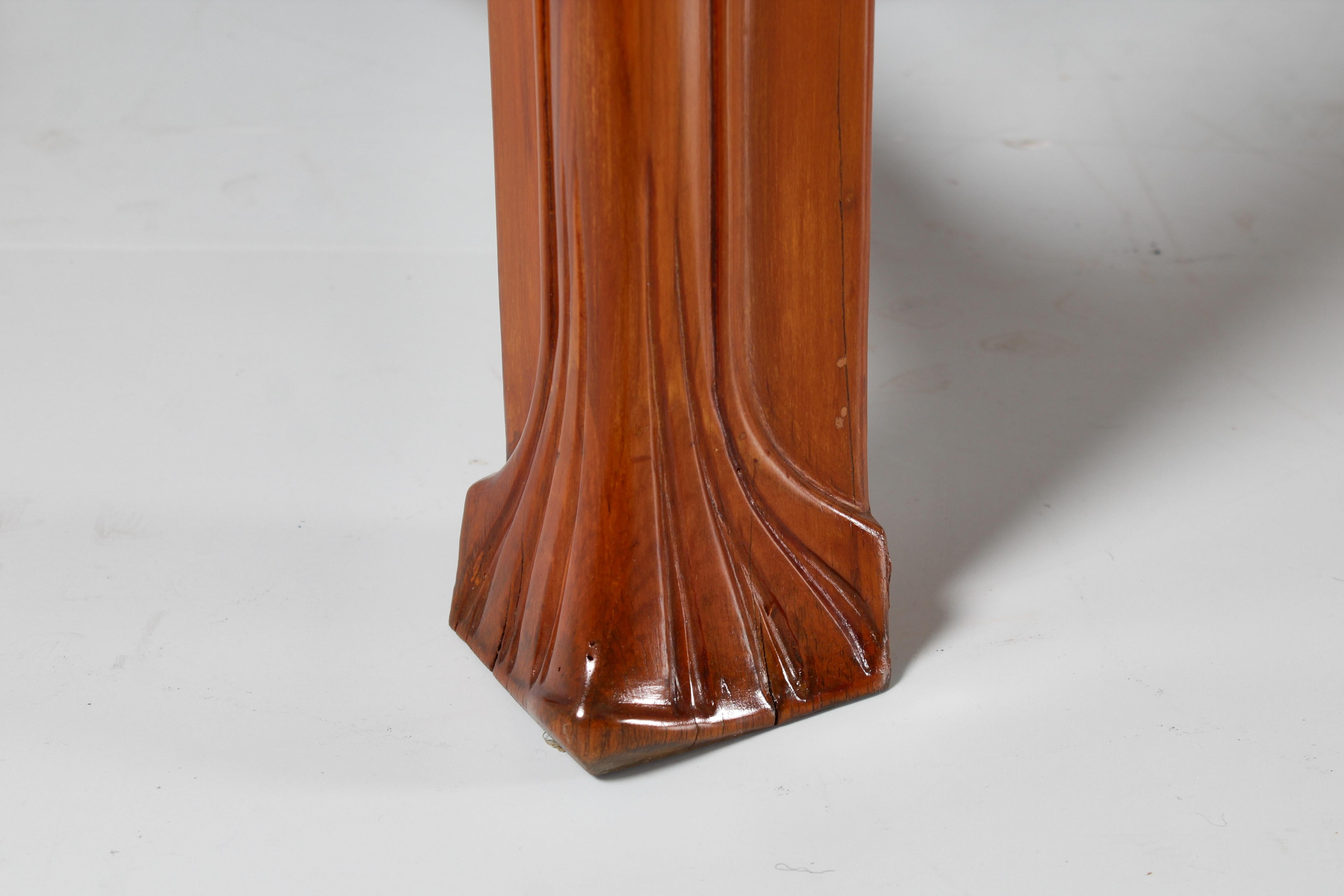 Jugendstil-Tisch mit Intarsien und geschnitztem Holz, V. Ducrot, restauriert, 1900, Italien im Angebot 8