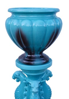 Art Nouveau Vallauris Majolica Jardinière on Stand, Planter by Jerome Massier