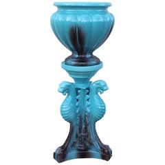 Art Nouveau Vallauris Majolica Jardinière on Stand, Planter by Jerome Massier