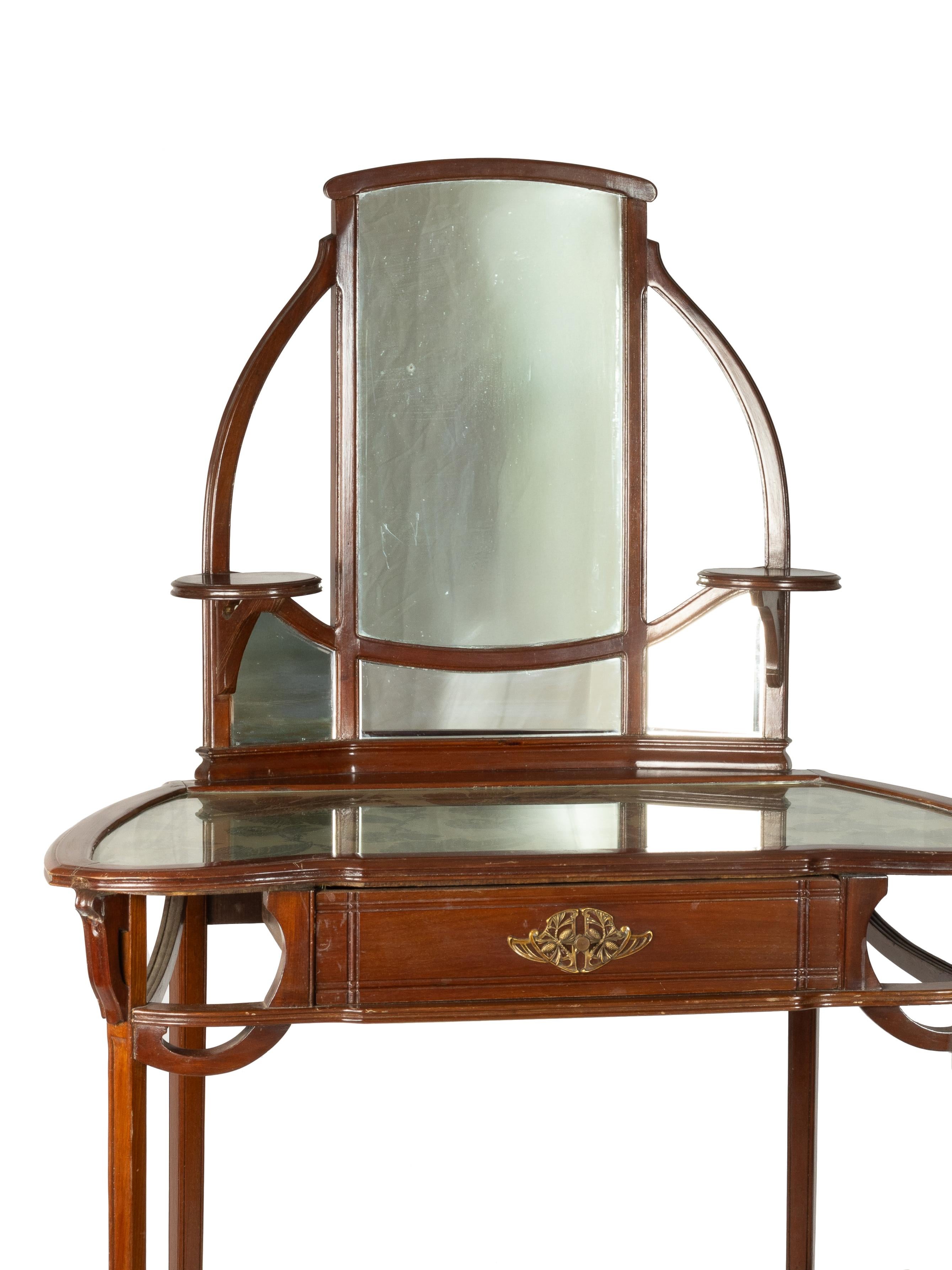 Art Nouveau Console di vanità in stile liberty con specchio,  1920s in vendita