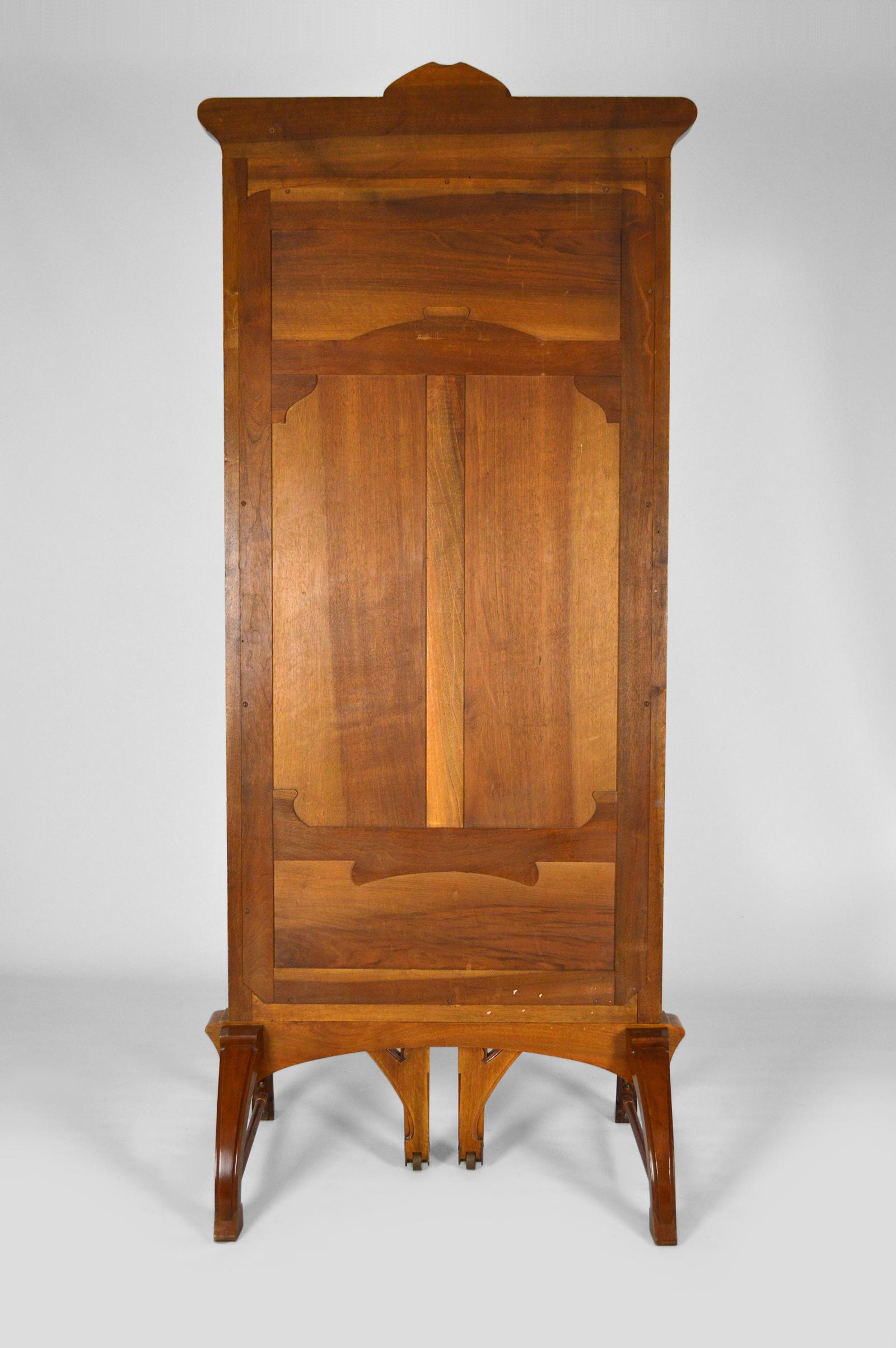 Art Nouveau Vanity Folding Mirror Screen with Marquetry, 1901 For Sale 1