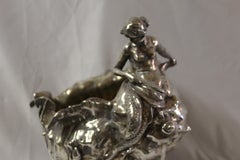 Art Nouveau Vase (Antique )Silver Plate Mermaid, Signed and Dated 1897