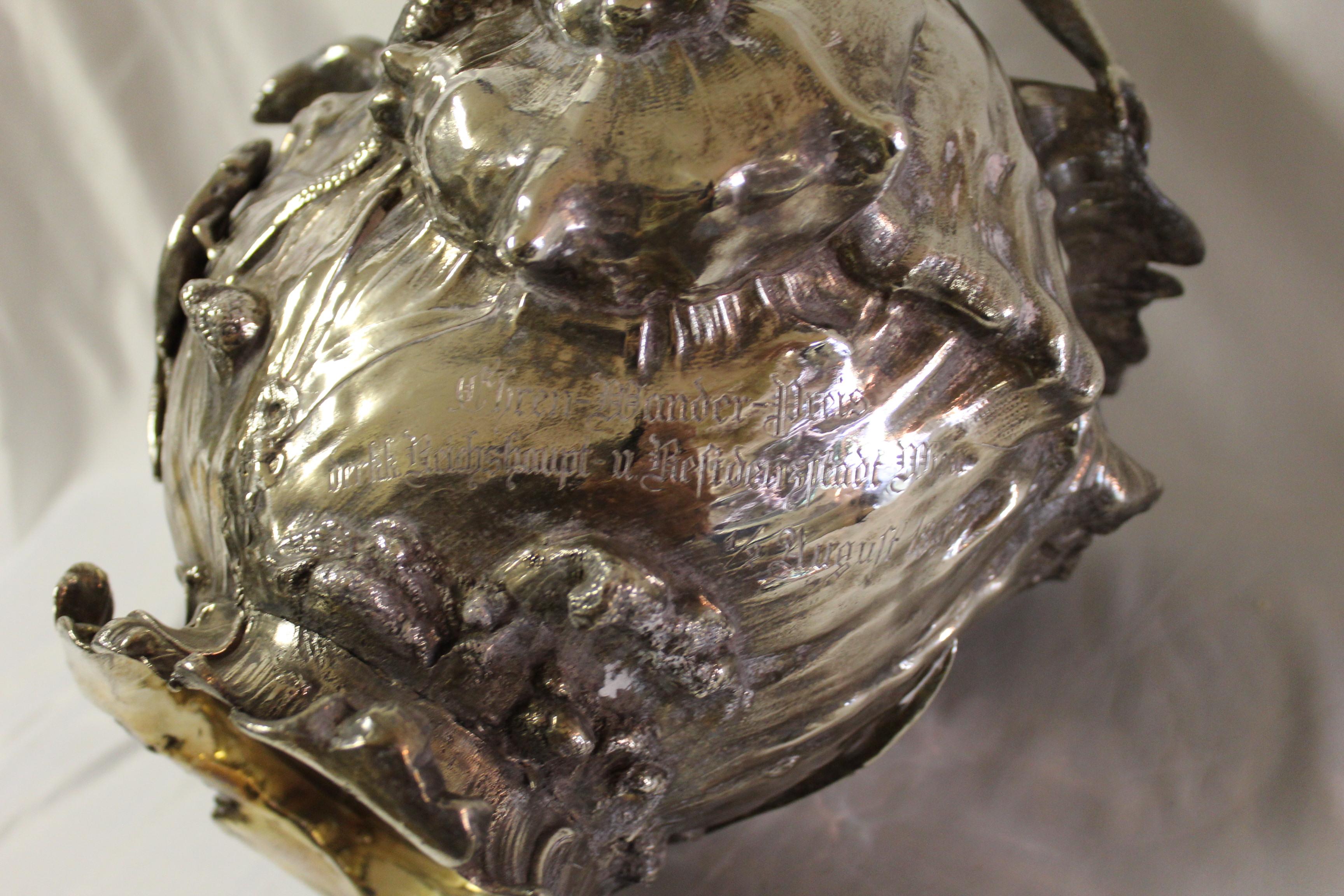 Art Nouveau Vase (Antique )Silver Plate Mermaid, Signed and Dated 1897 In Good Condition For Sale In Los Angeles, CA