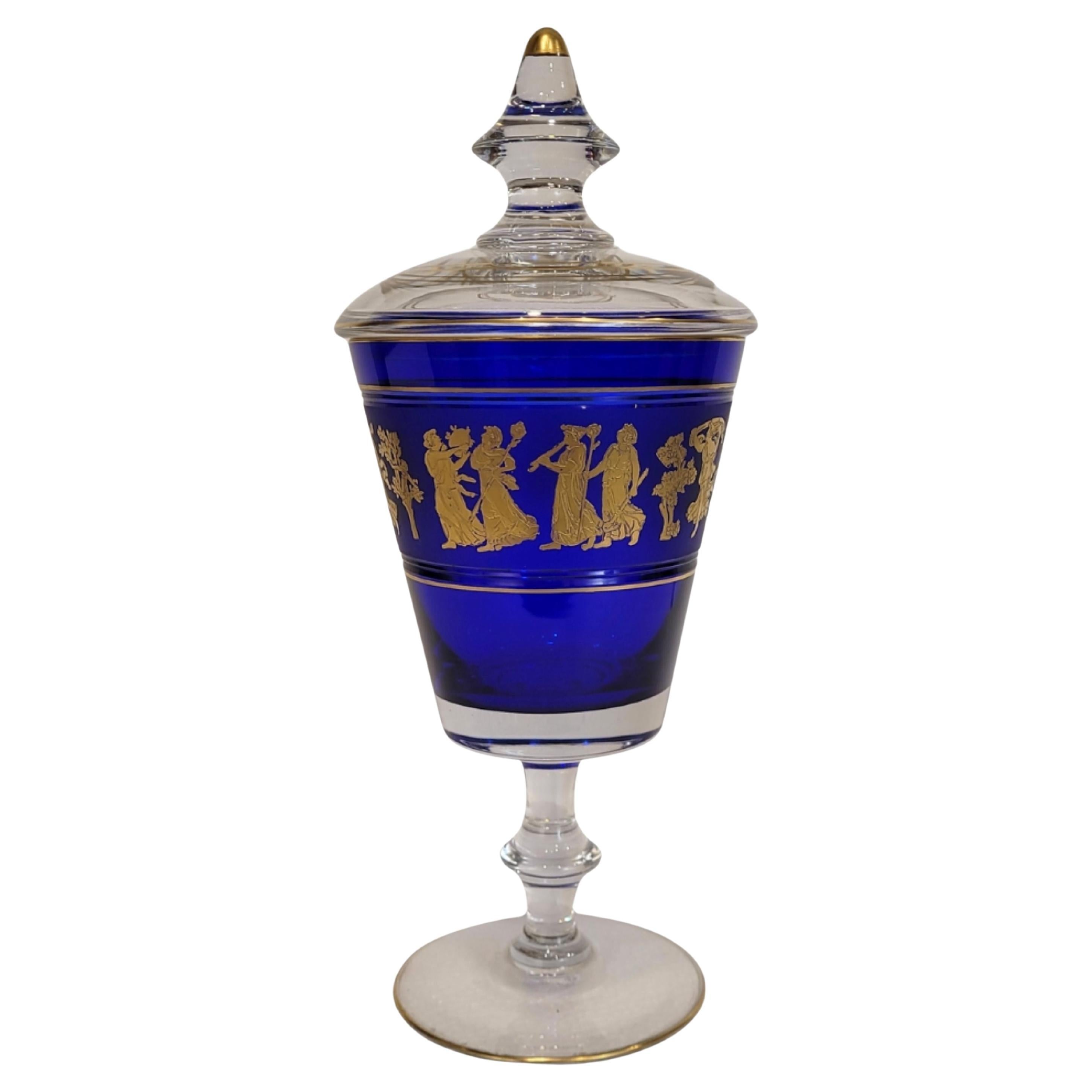 Art Nouveau Vase, Blue and Gold, Val St Lambert, Jupiter by Leon Ledru For Sale