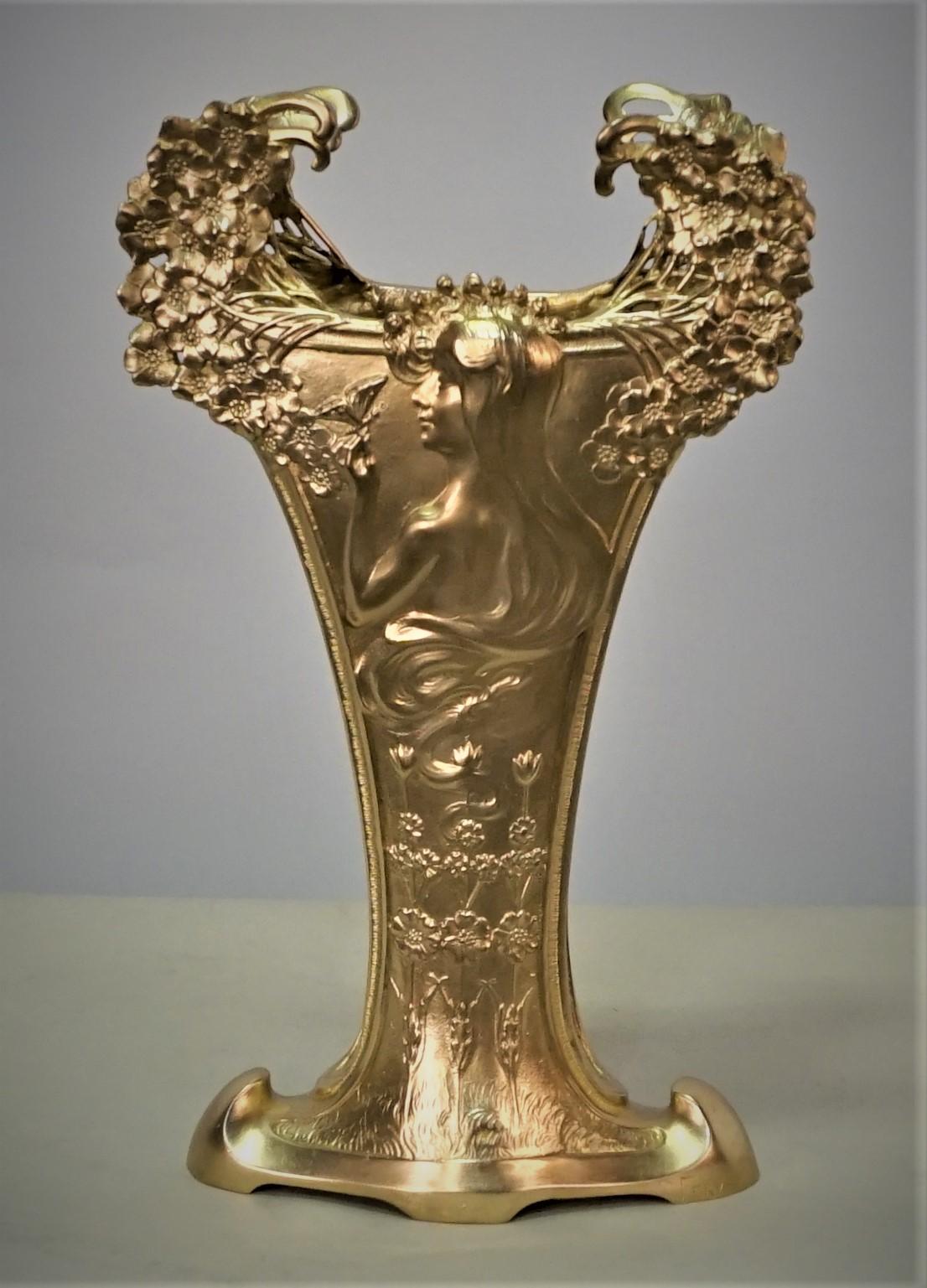Début du 20ème siècle Vase Art Nouveau de la fonderie A. Fery par Louchet