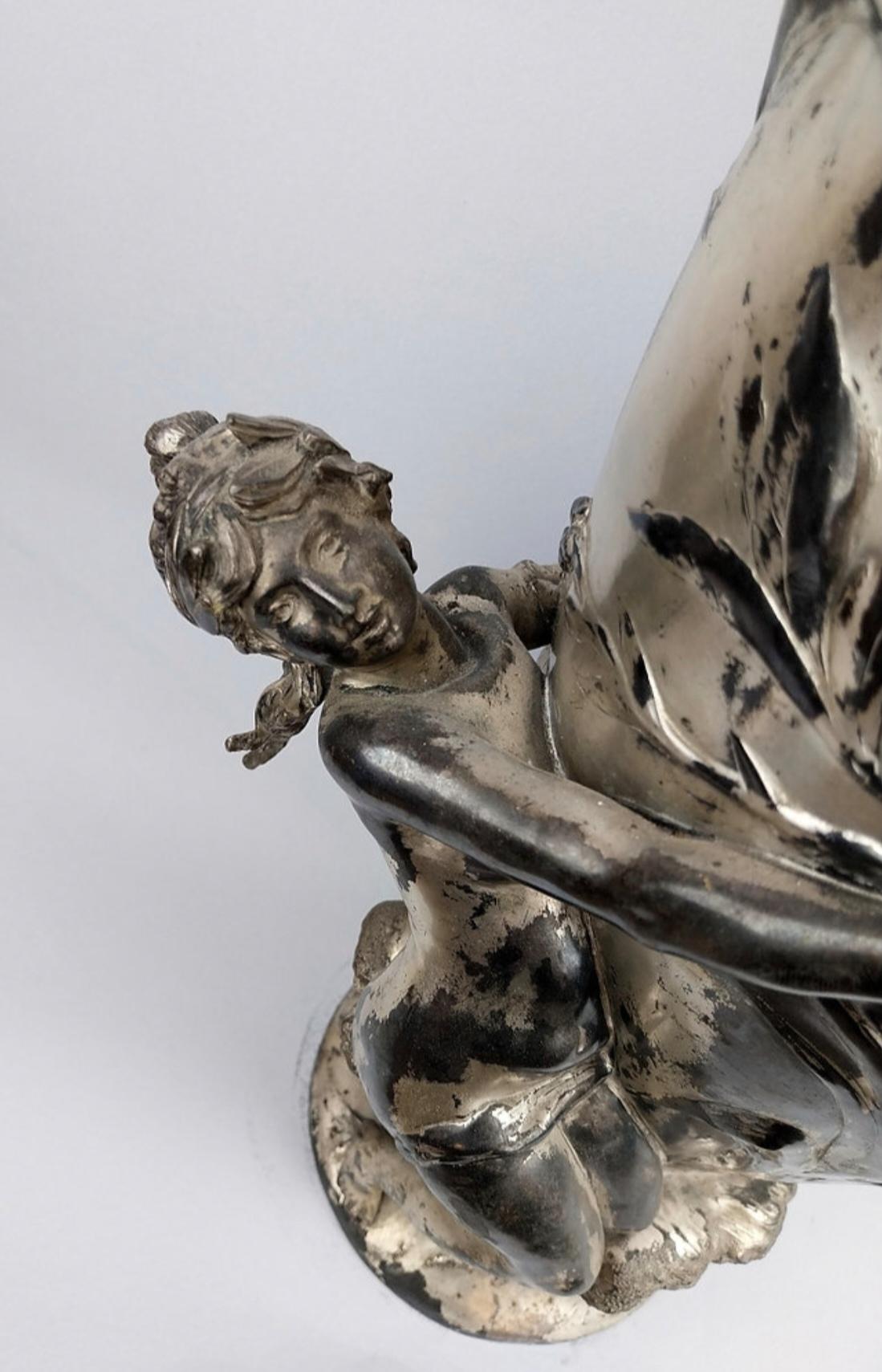 Silver Plate Art Nouveau vase by Auguste Moreau For Sale