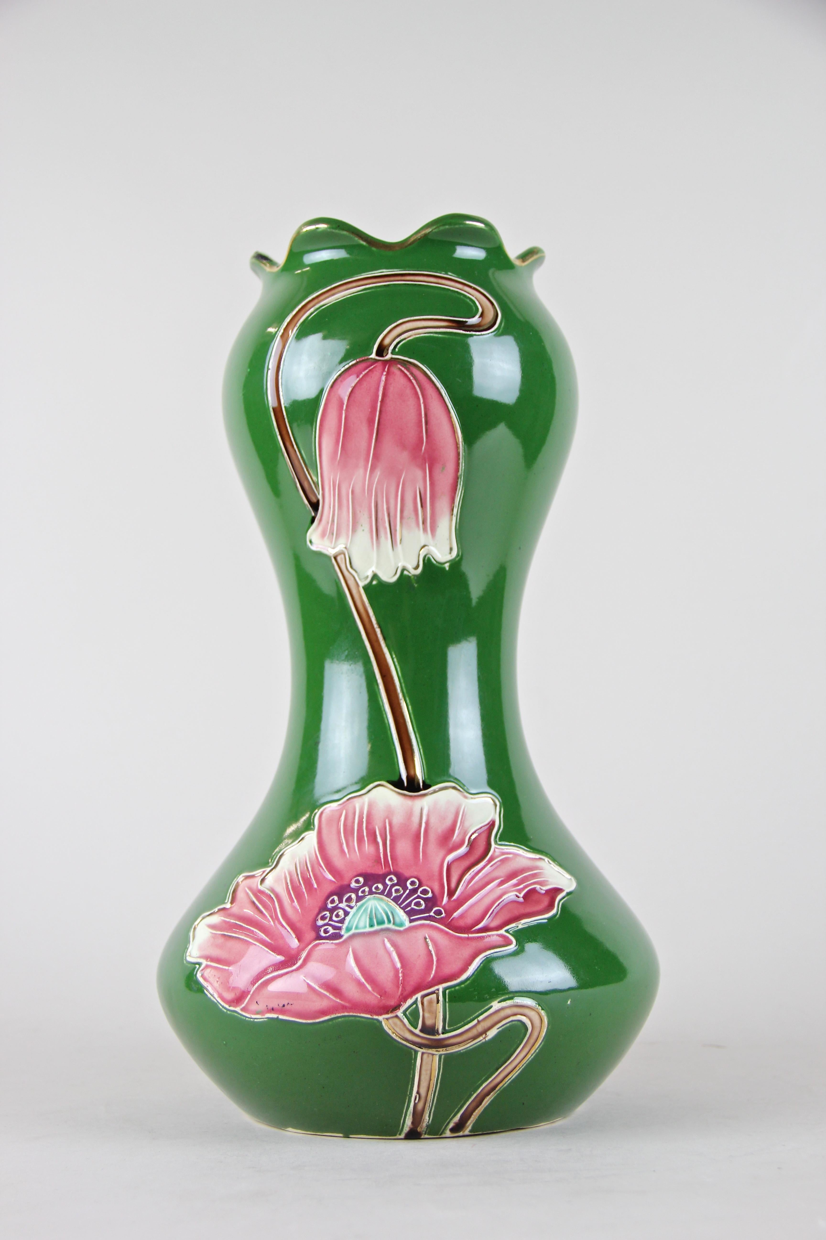 Hand-Painted Art Nouveau Vase by Bernhard De Bruyne, France, circa 1910