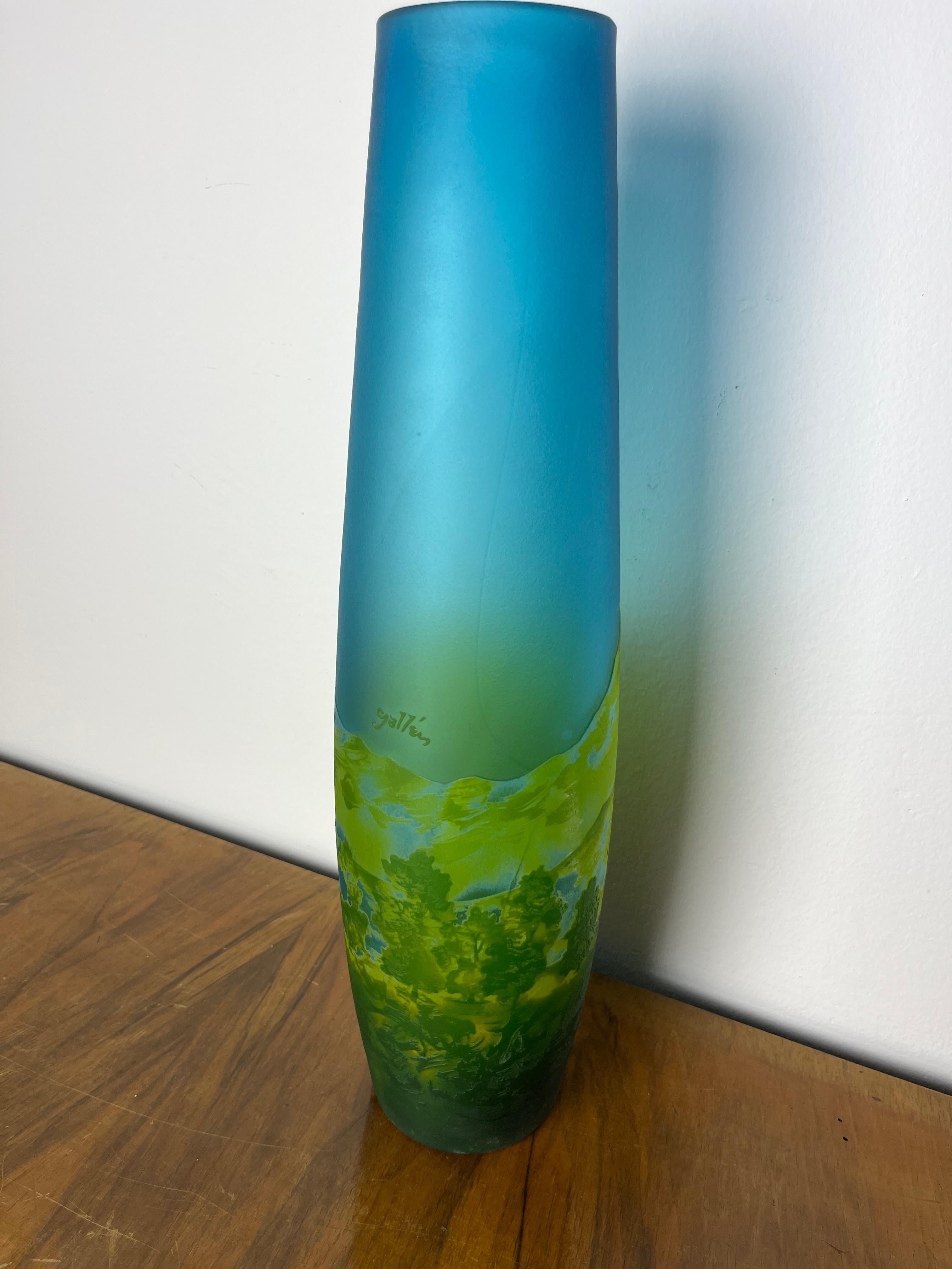 Inizio XX secolo Vaso Art Nouveau di Émile Gallè in vetro policromo, Francia 1900/1910 in vendita