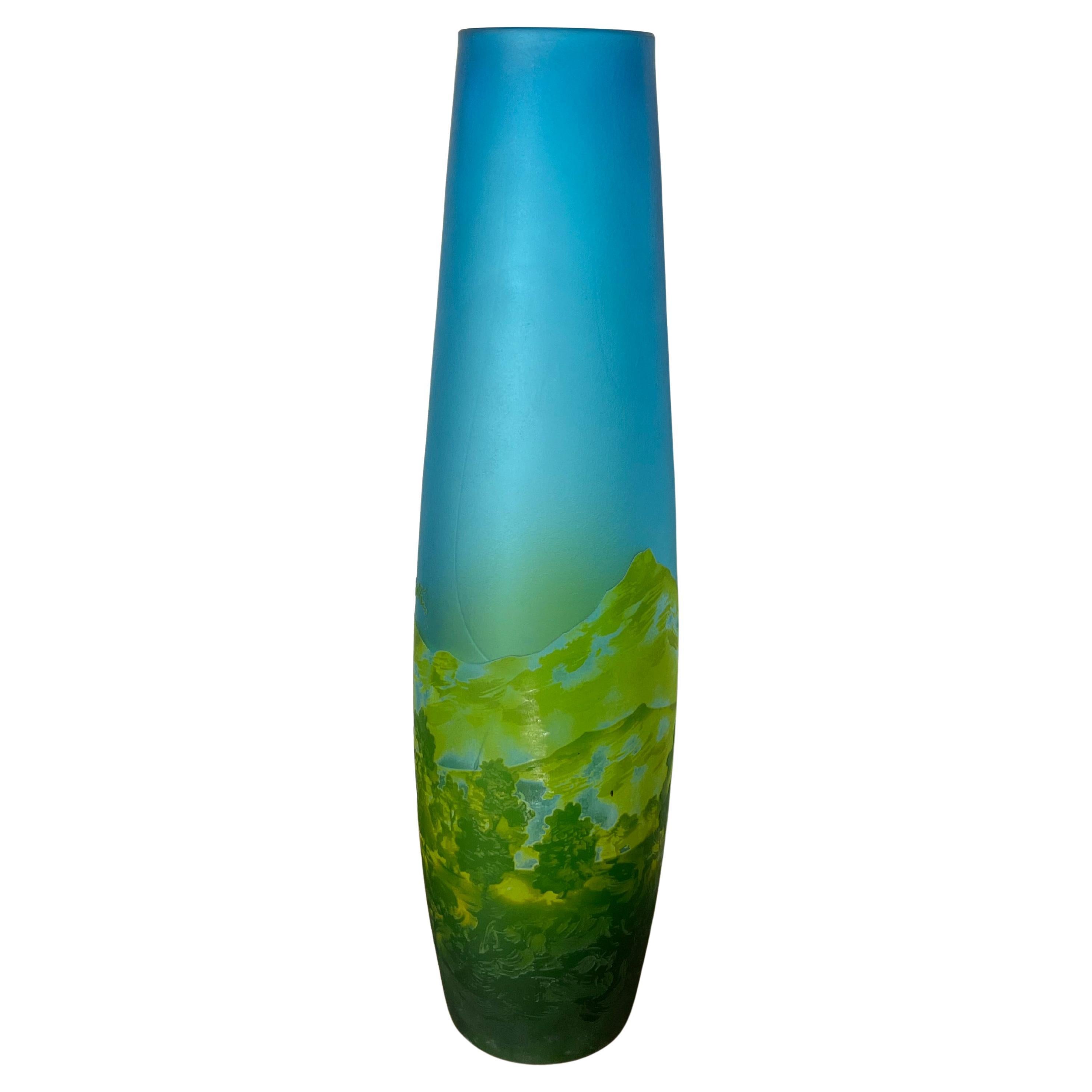Jugendstilvase von Émile Gallè Polychromes Glas, Frankreich 1900/1910