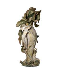 Vaso Art Nouveau di Karl Ens Volkstedt, Jugendstil, CIRCA 1896