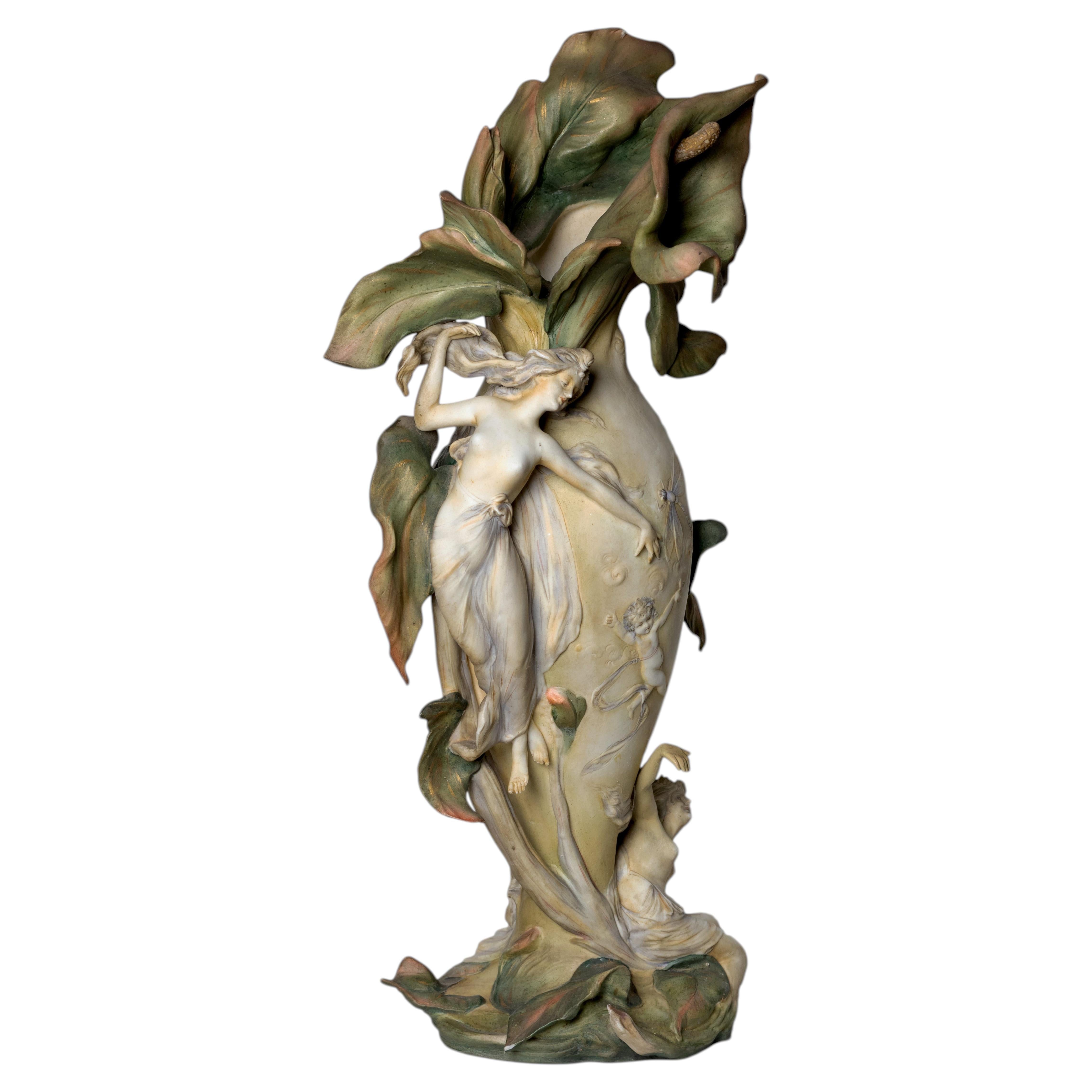 Vaso Art Nouveau di Karl Ens Volkstedt, Jugendstil, CIRCA 1896