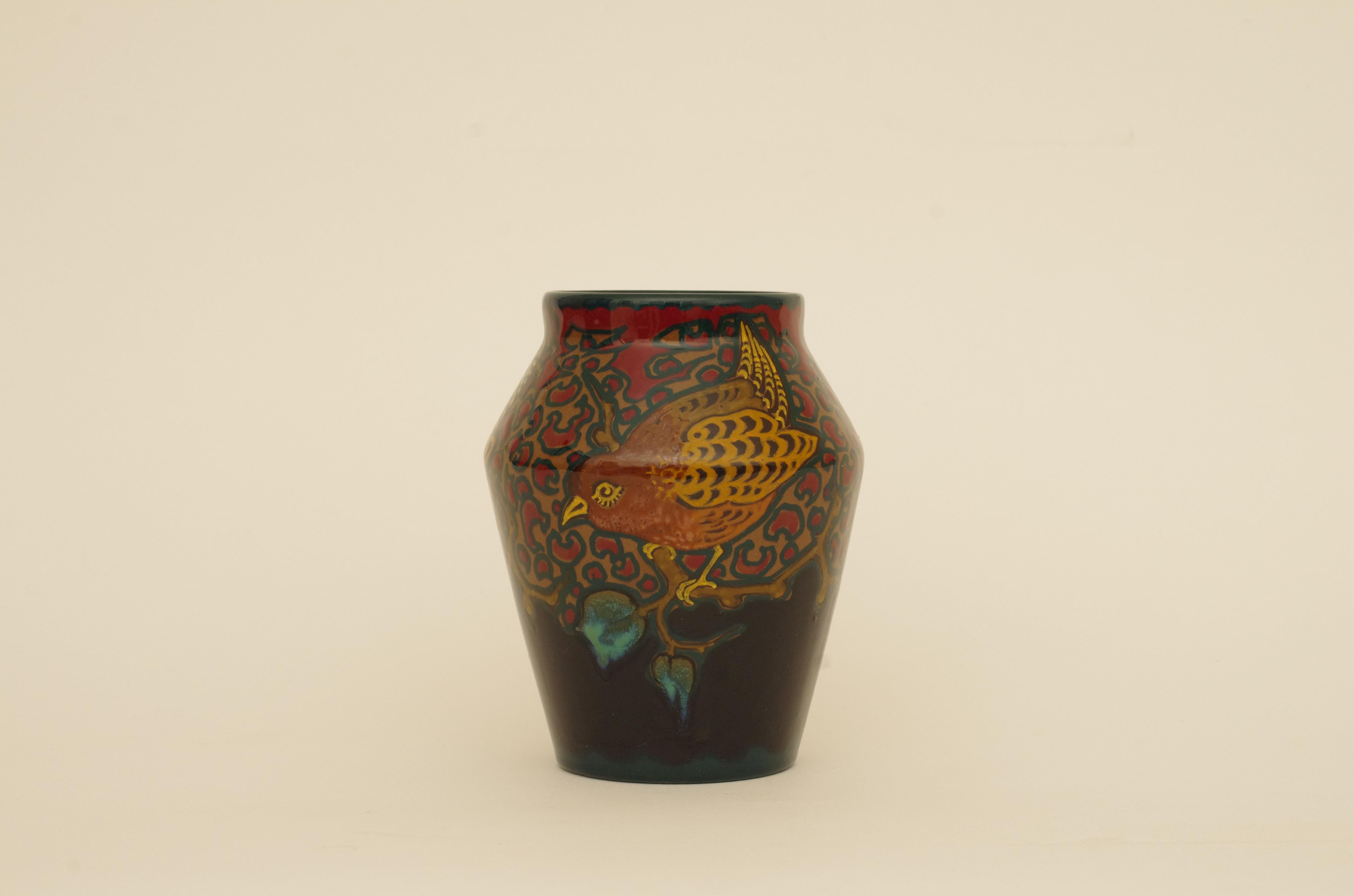 Smaltato Vaso Art Nouveau di Koninklijke Plateelbakkerij Zuid-Holland Gouda, 1919 in vendita