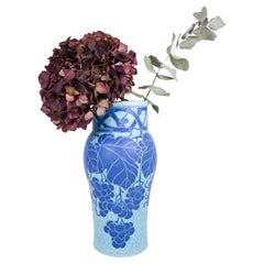 Art Nouveau Vase Ceramics, Floral Turquoise & Blue Josef Ekberg Sgrafitto 1915