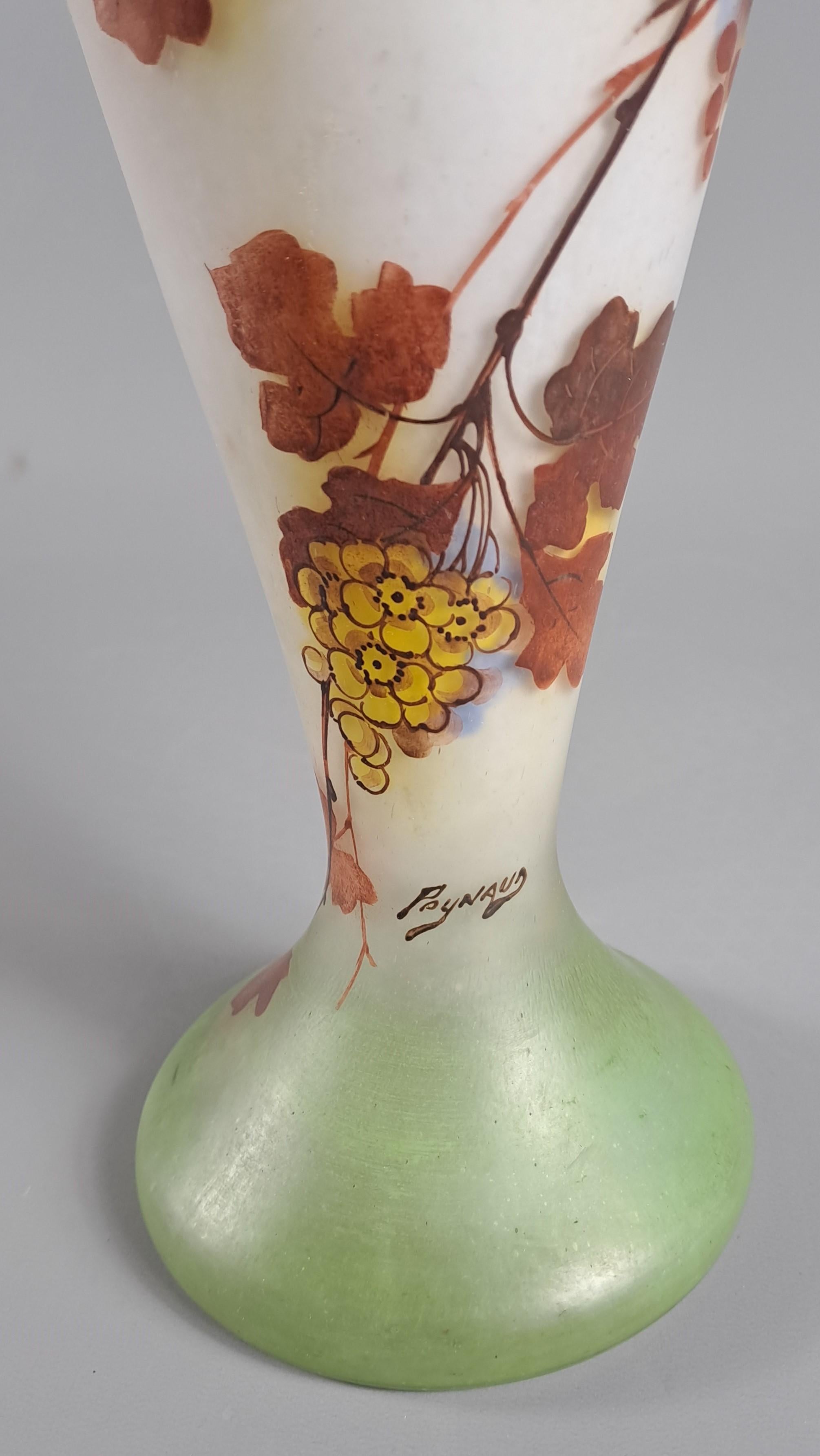 XX secolo Vaso Art Decor con rami di vite di Sauternes firmato Jean Simon Peynau in vendita